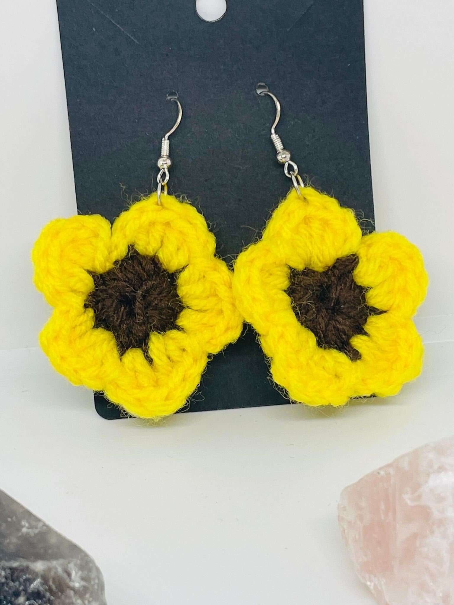 Crochet Flower Earrings: Cottagecore Cherry Blossom & Daisy