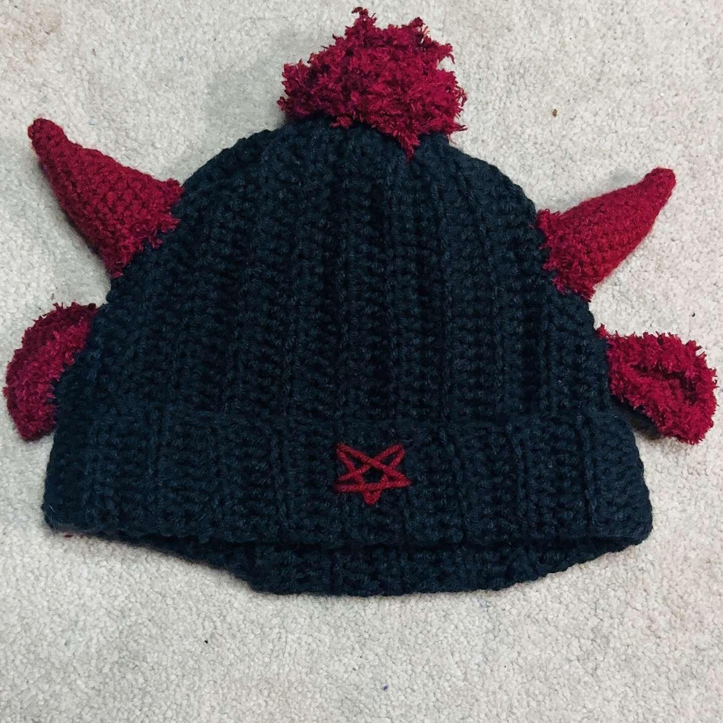 Handmade Crochet Baphomet Hat With Horns- Cosplay Baphomet Beanie