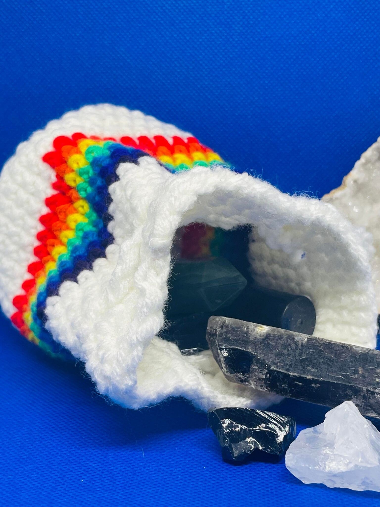 Crochet Rainbow Keepsake Pouch- Crystal Pouch- Dice Bag- LGBTQ Pride