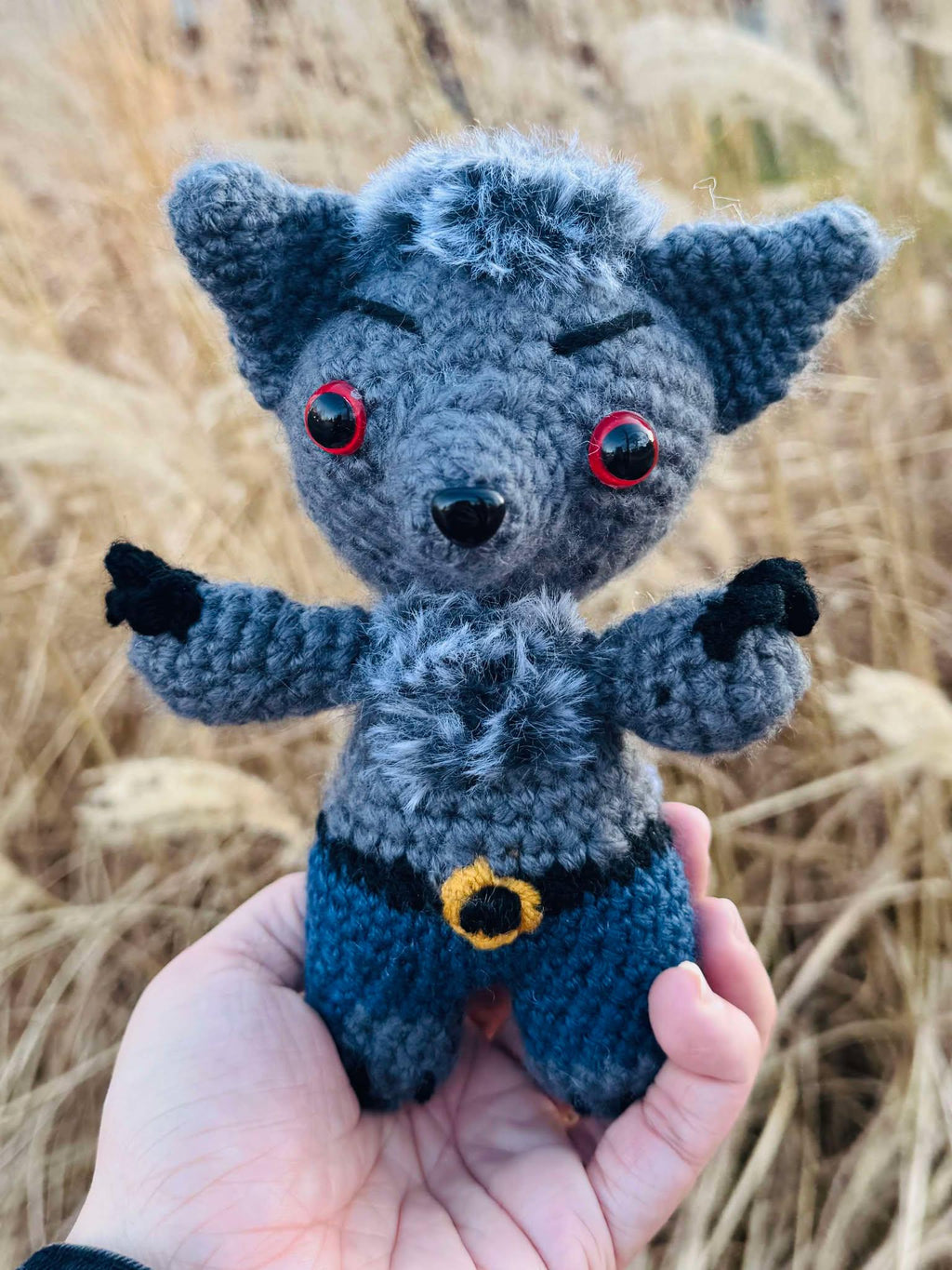 Handmade Amigurumi Werewolf Plushie- Crochet Wolf Man