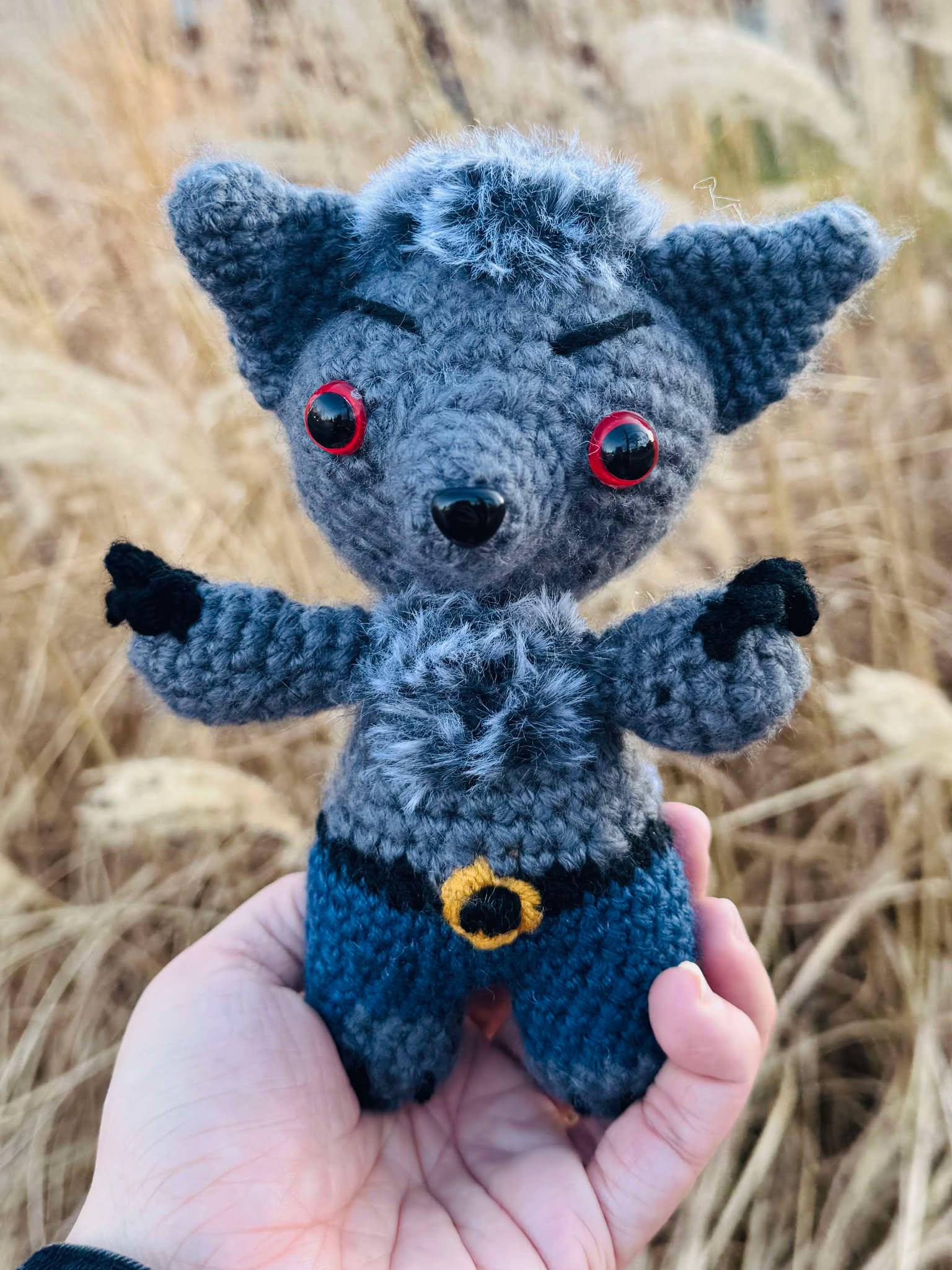 Handmade Amigurumi Werewolf Plushie- Crochet Wolf Man