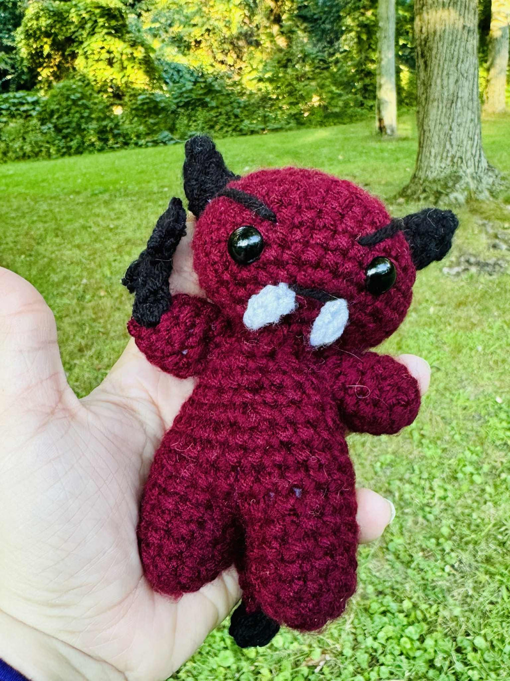 Crochet Hellfire Baby Devil Plushie: Amigurumi Halloween Imp