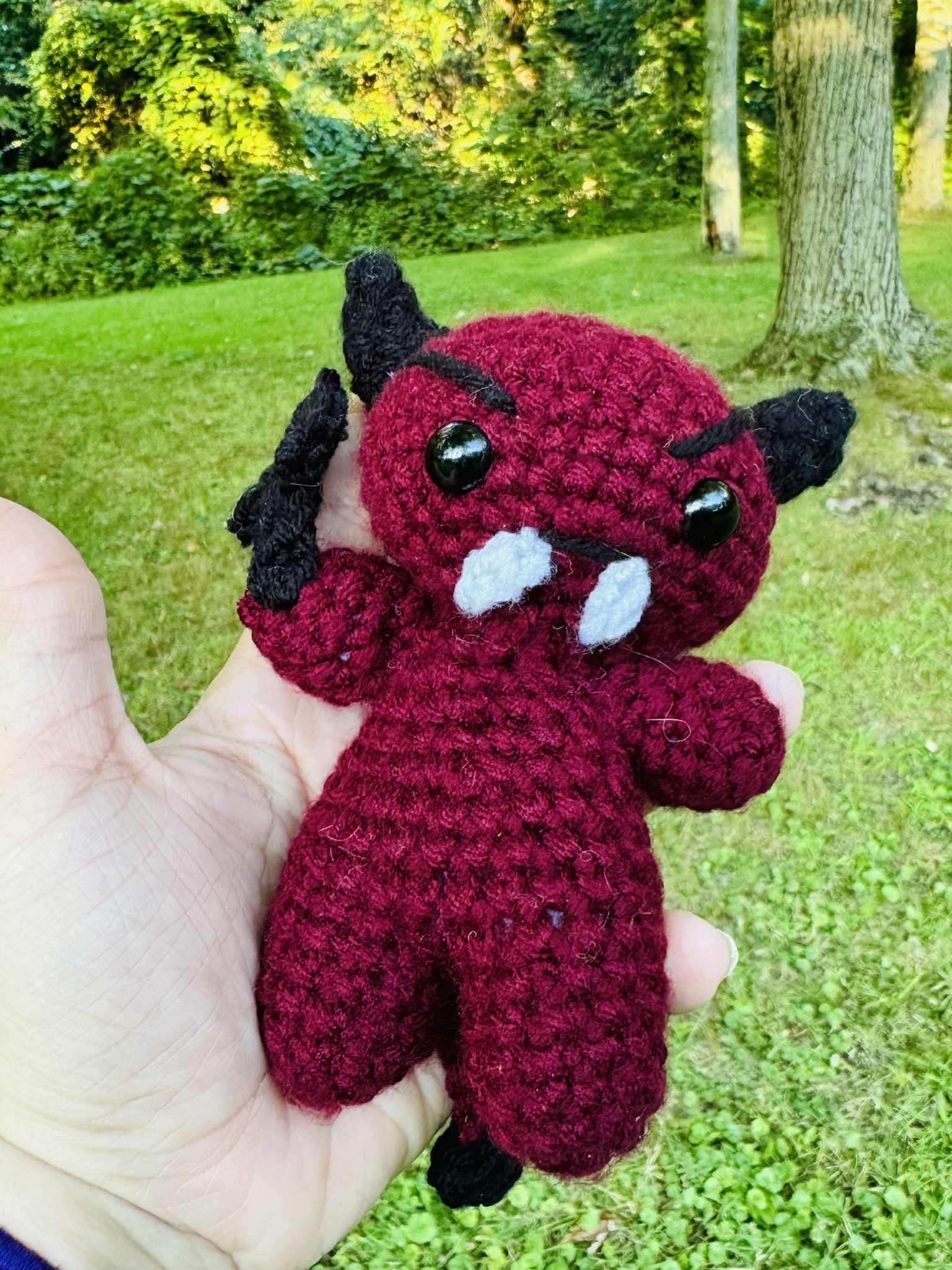 Crochet Hellfire Baby Devil Plushie: Amigurumi Halloween Imp