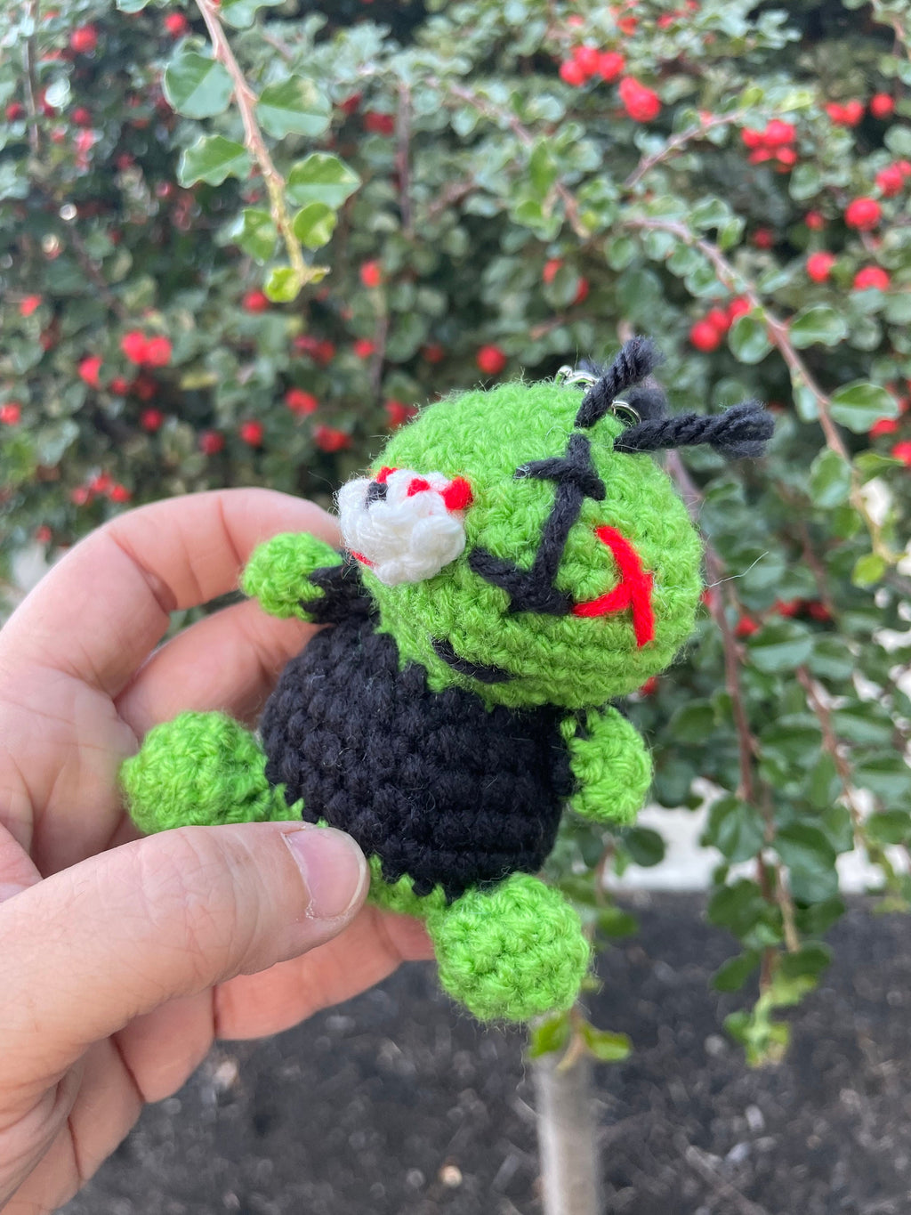 Crochet Zombie Keychain: Handmade Halloween Plush