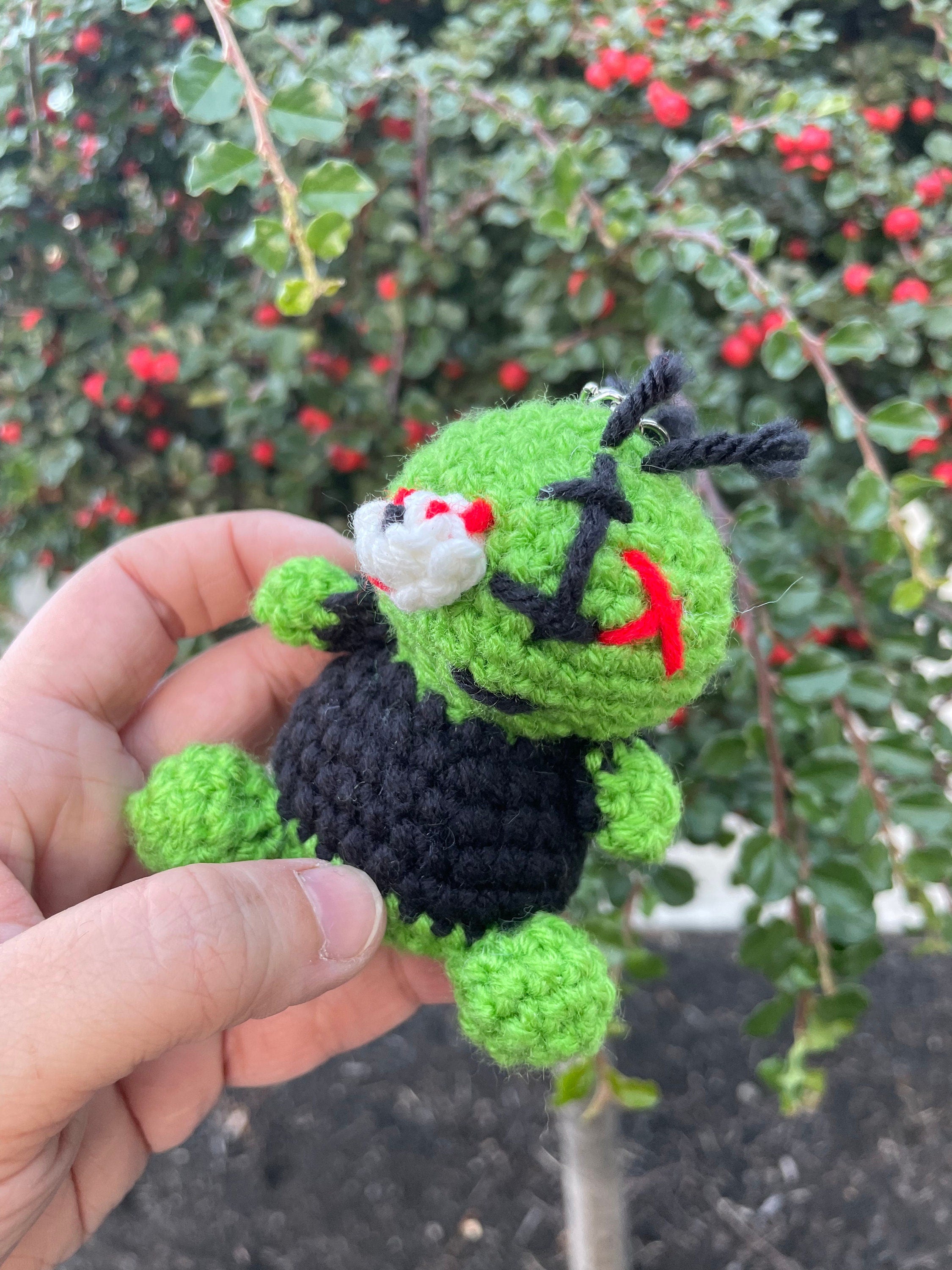 Crochet Zombie Keychain: Handmade Halloween Plush