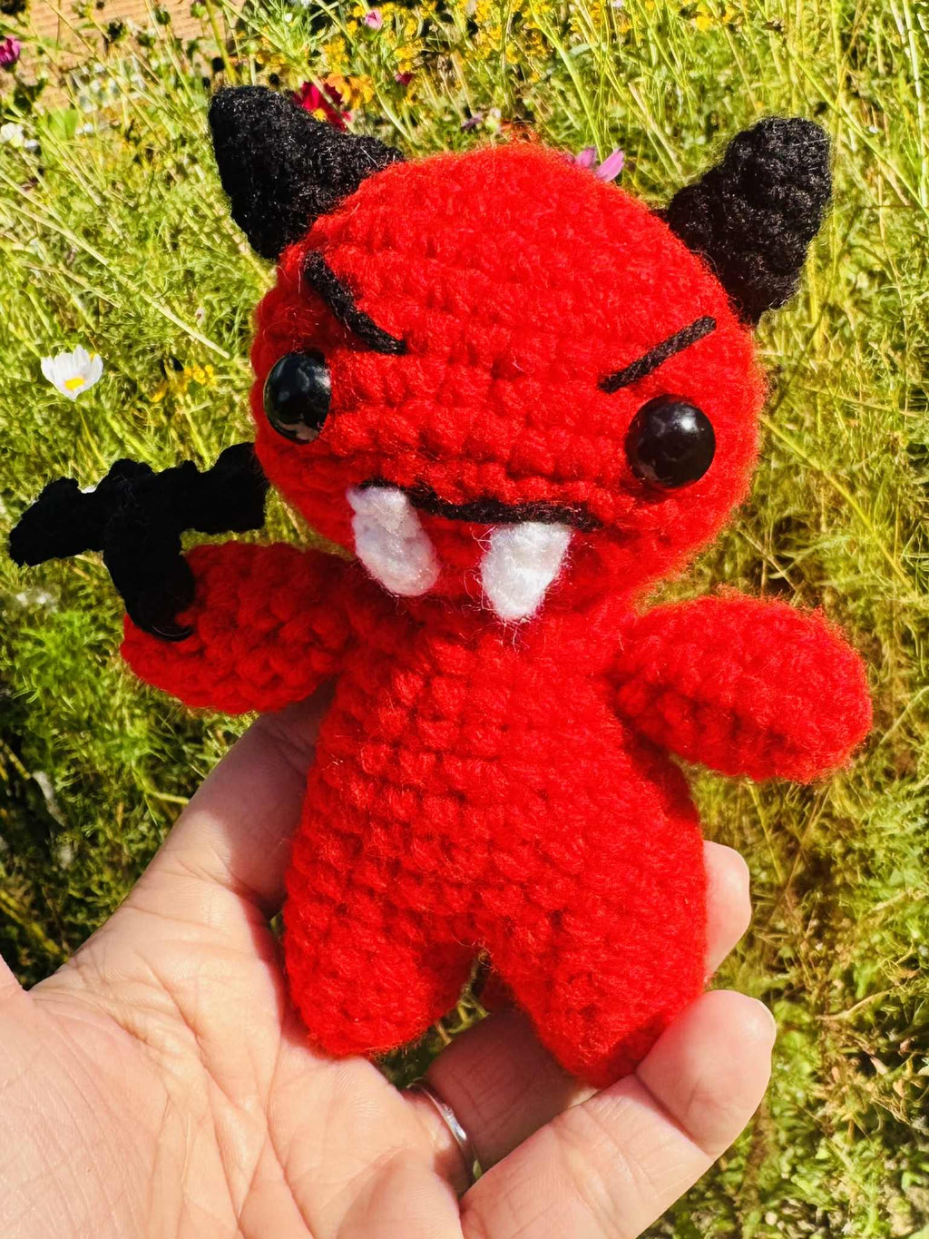 Crochet Hellfire Baby Devil Plushie: Amigurumi Halloween Imp