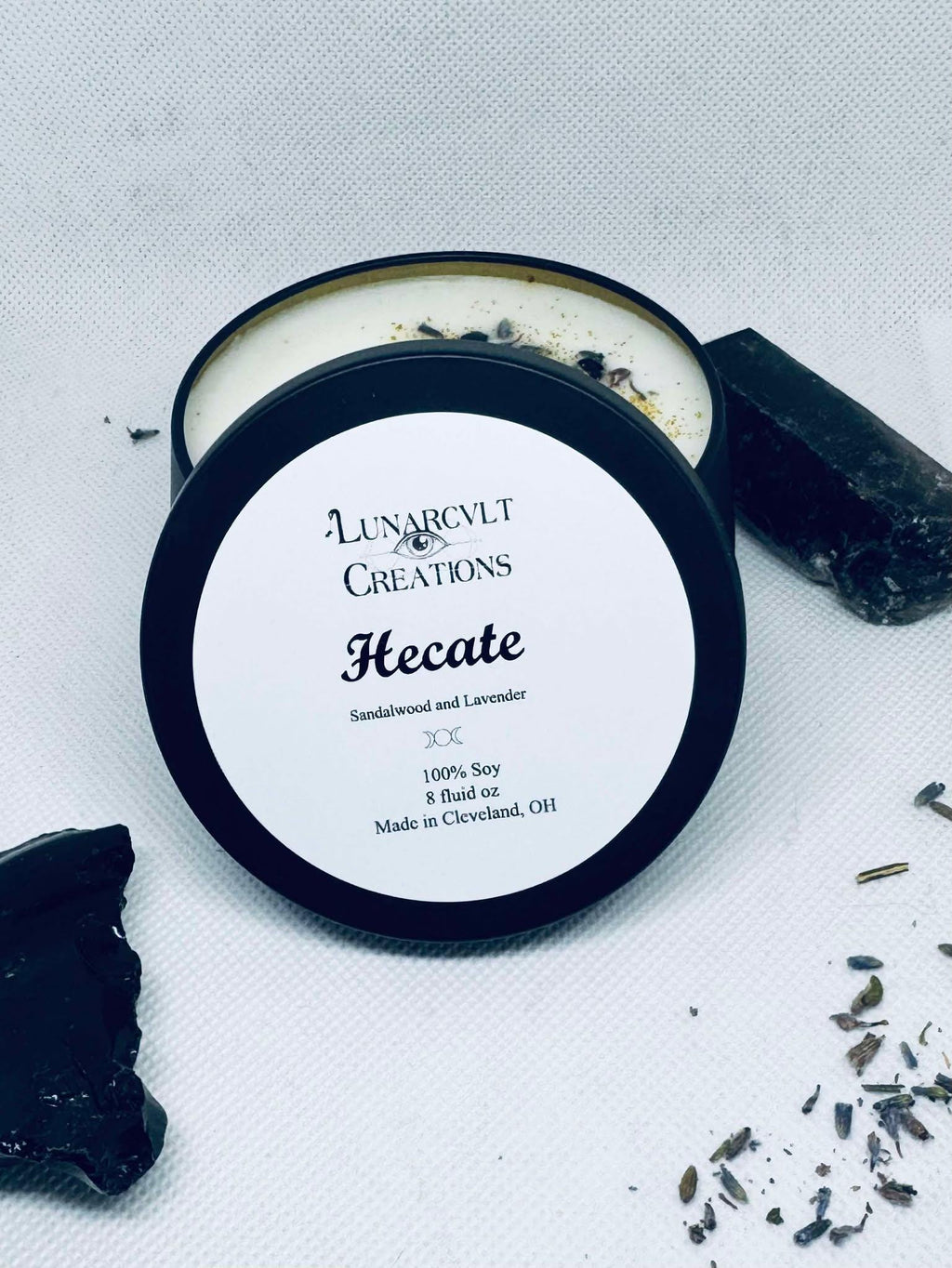 Hecate Goddess Candle- Sandalwood and Lavender Scented Soy Candle- Intention Candle