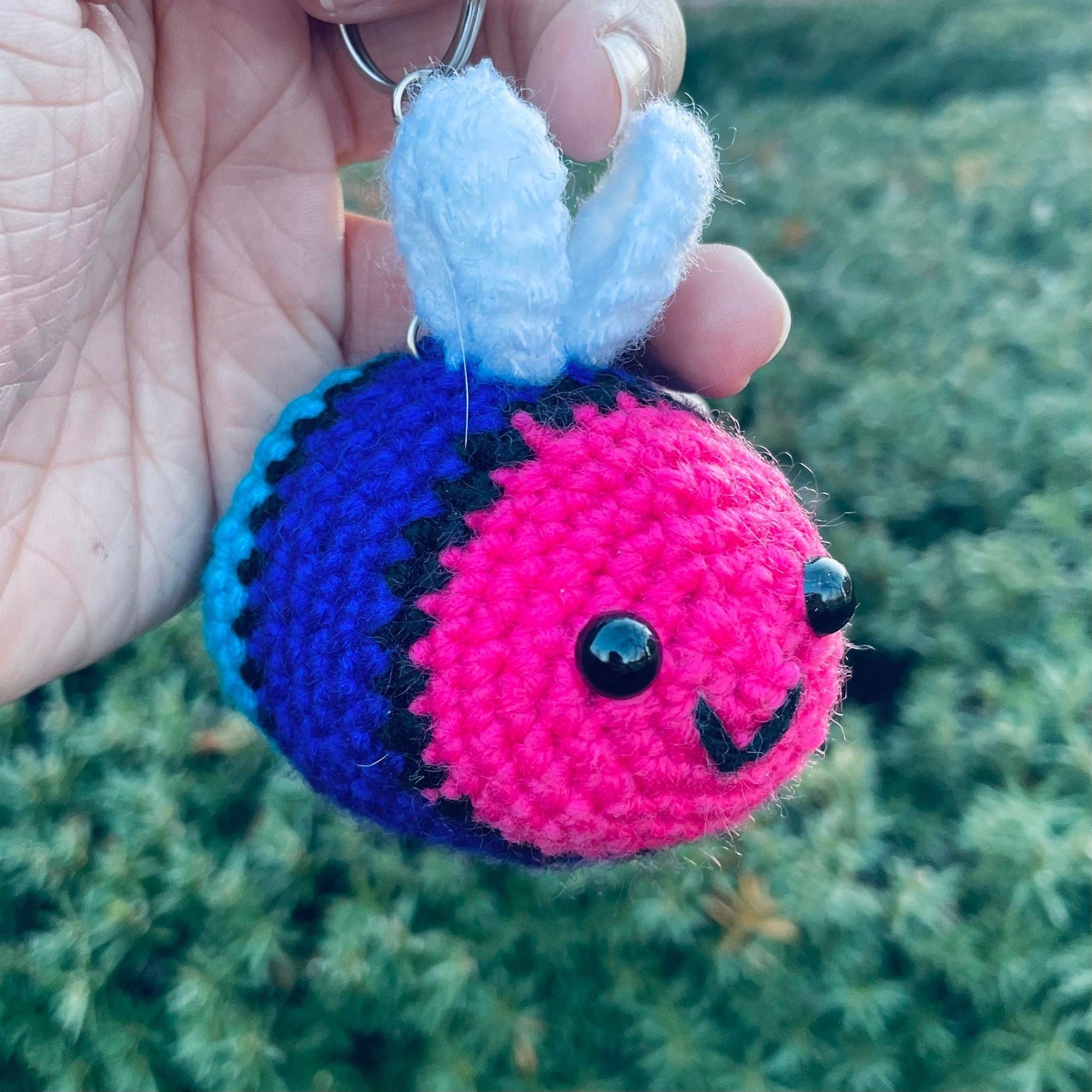 Crochet Pride Flag Bee Keychain: LGBT Amigurumi Bee