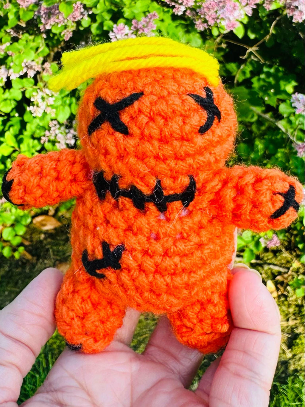 Crochet Orange Trump-Inspired Voodoo Doll- Amigurumi Donald Trump Pin Cushion