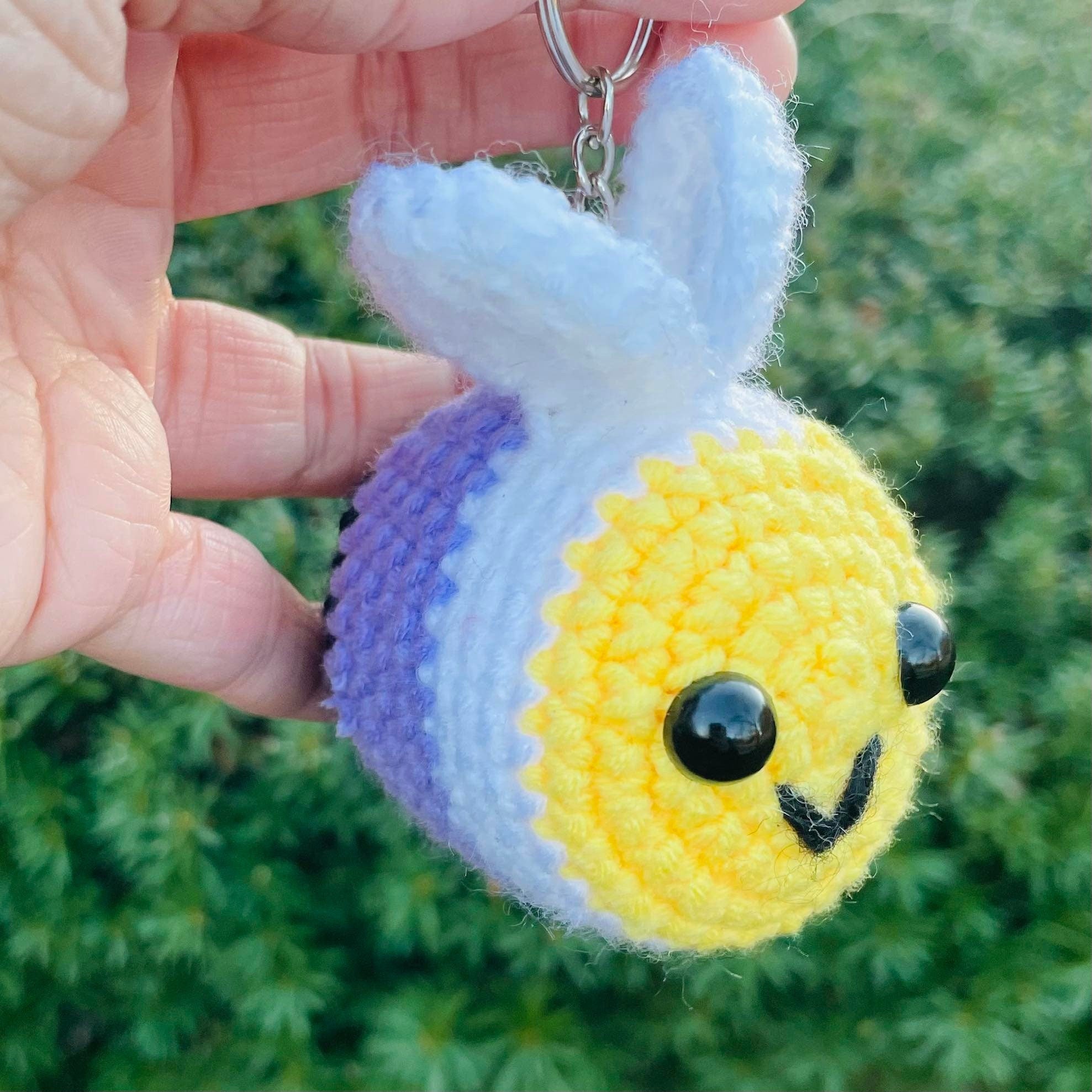 Crochet Pride Flag Bee Keychain: LGBT Amigurumi Bee