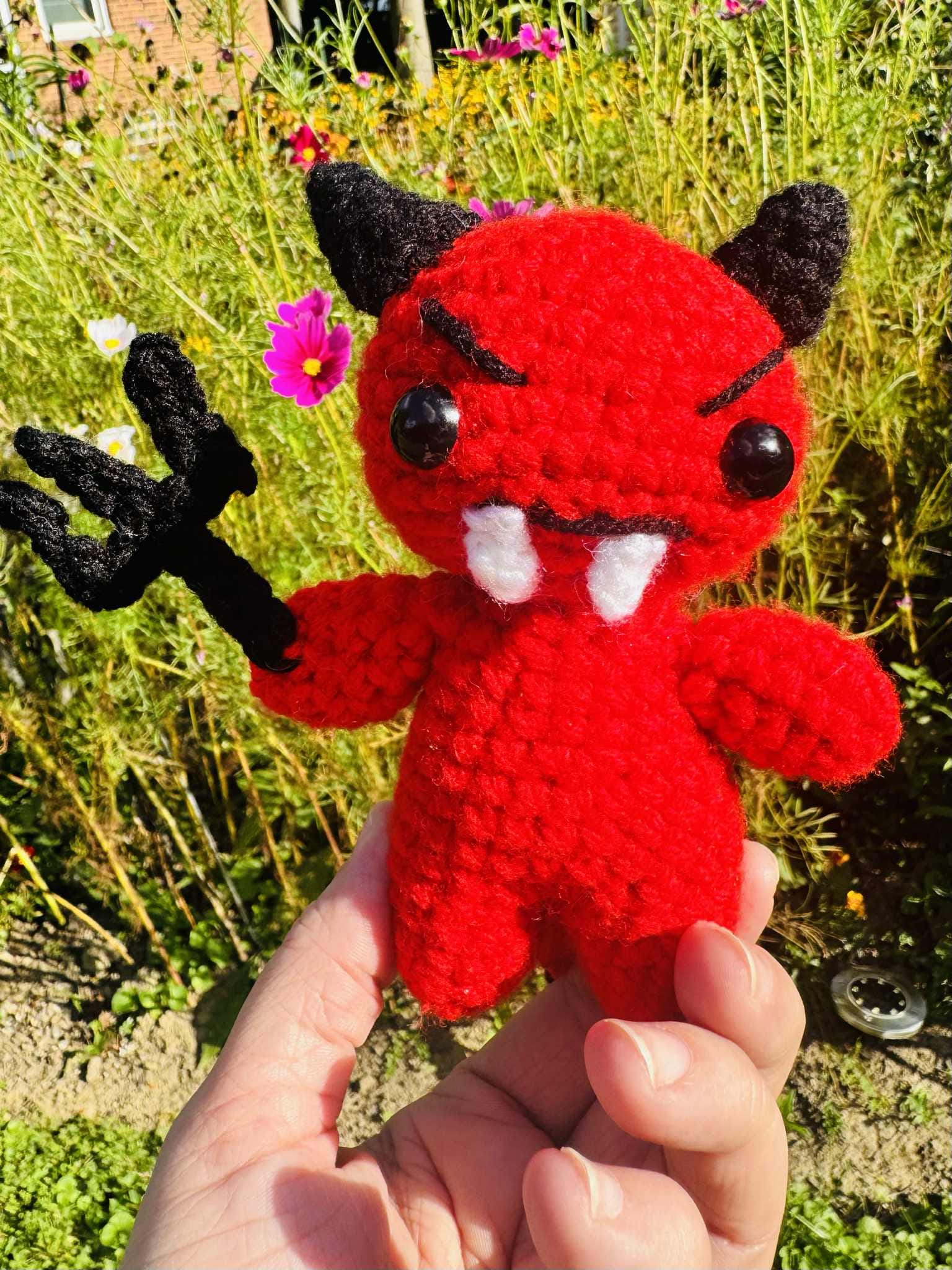 Crochet Hellfire Baby Devil Plushie: Amigurumi Halloween Imp