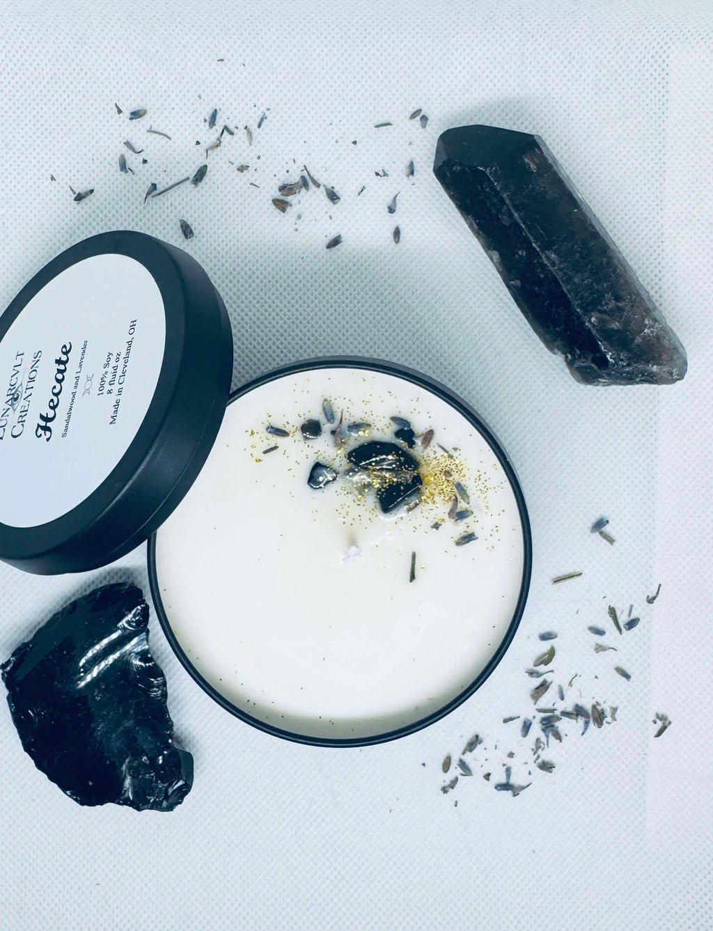 Hecate Goddess Candle- Sandalwood and Lavender Scented Soy Candle- Intention Candle