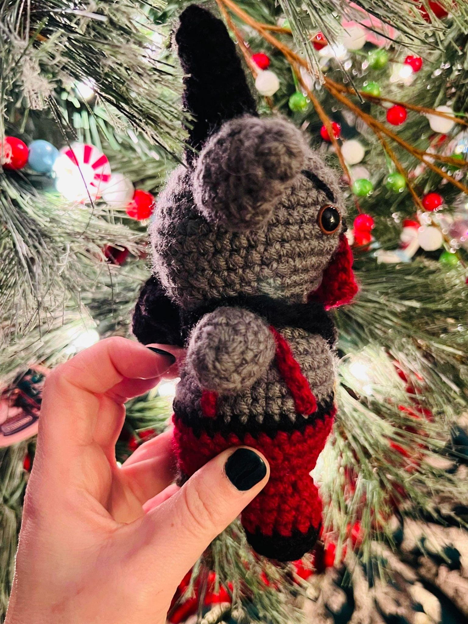 Krampus Plushie- Crochet Krampus with Backpack- Handmade Doll
