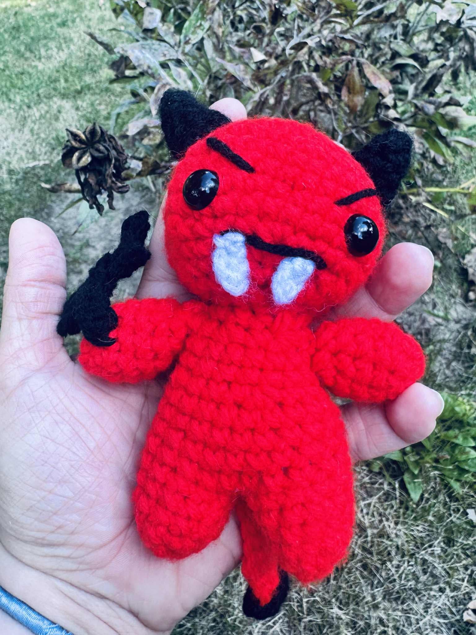 Crochet Hellfire Baby Devil Plushie: Amigurumi Halloween Imp