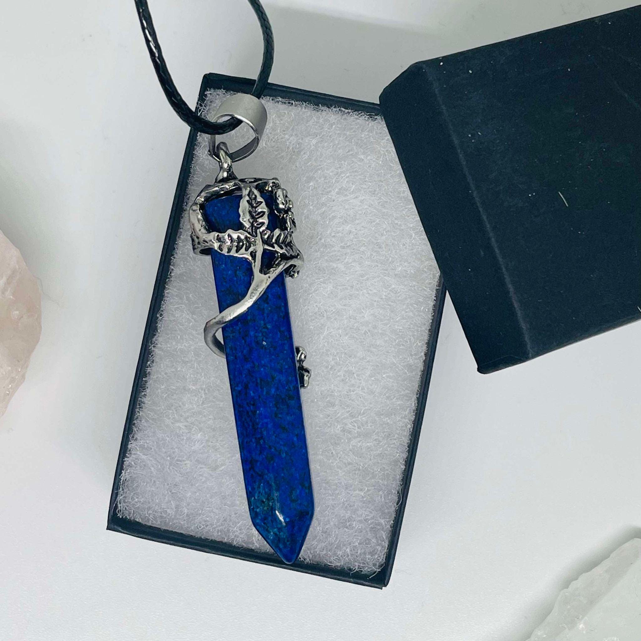 Genuine Crystal Pendant Necklace with Silver Floral Wrap Design