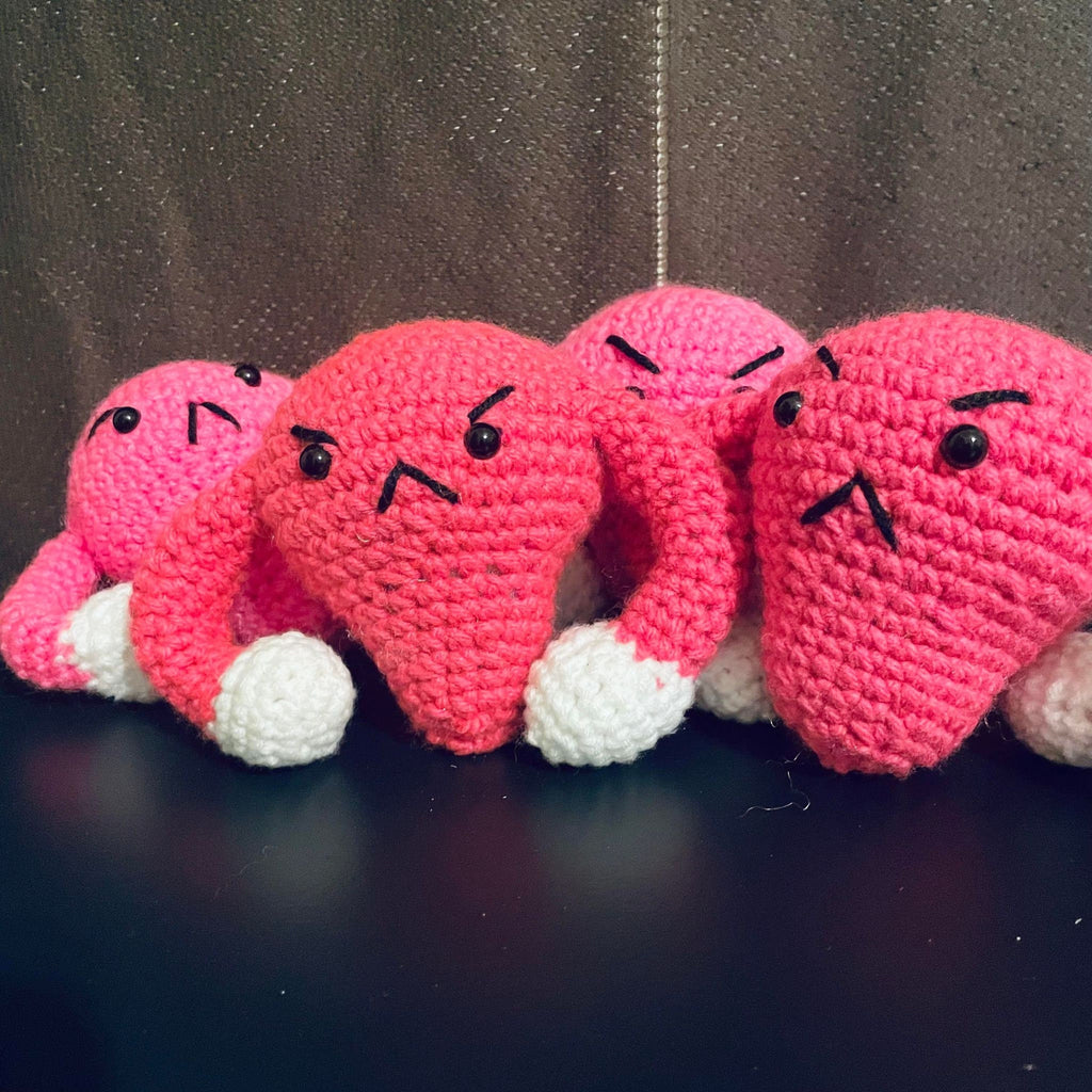 Angry Uterus Crochet Plushie- Adult Plush Toy- Amigurumi