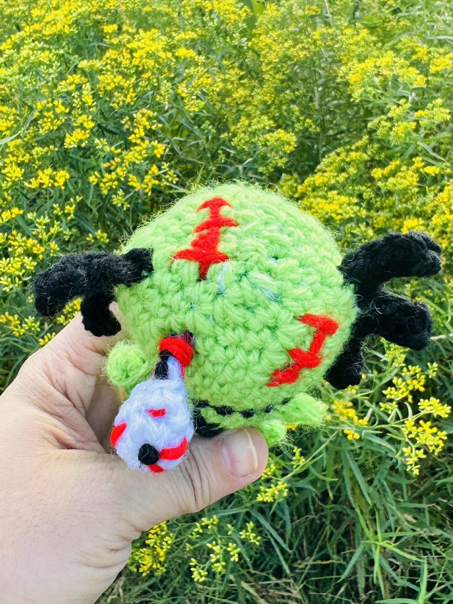 Cute Crochet Zombie Axlotl- Silly Amigurumi Axlotl- Halloween Plushie