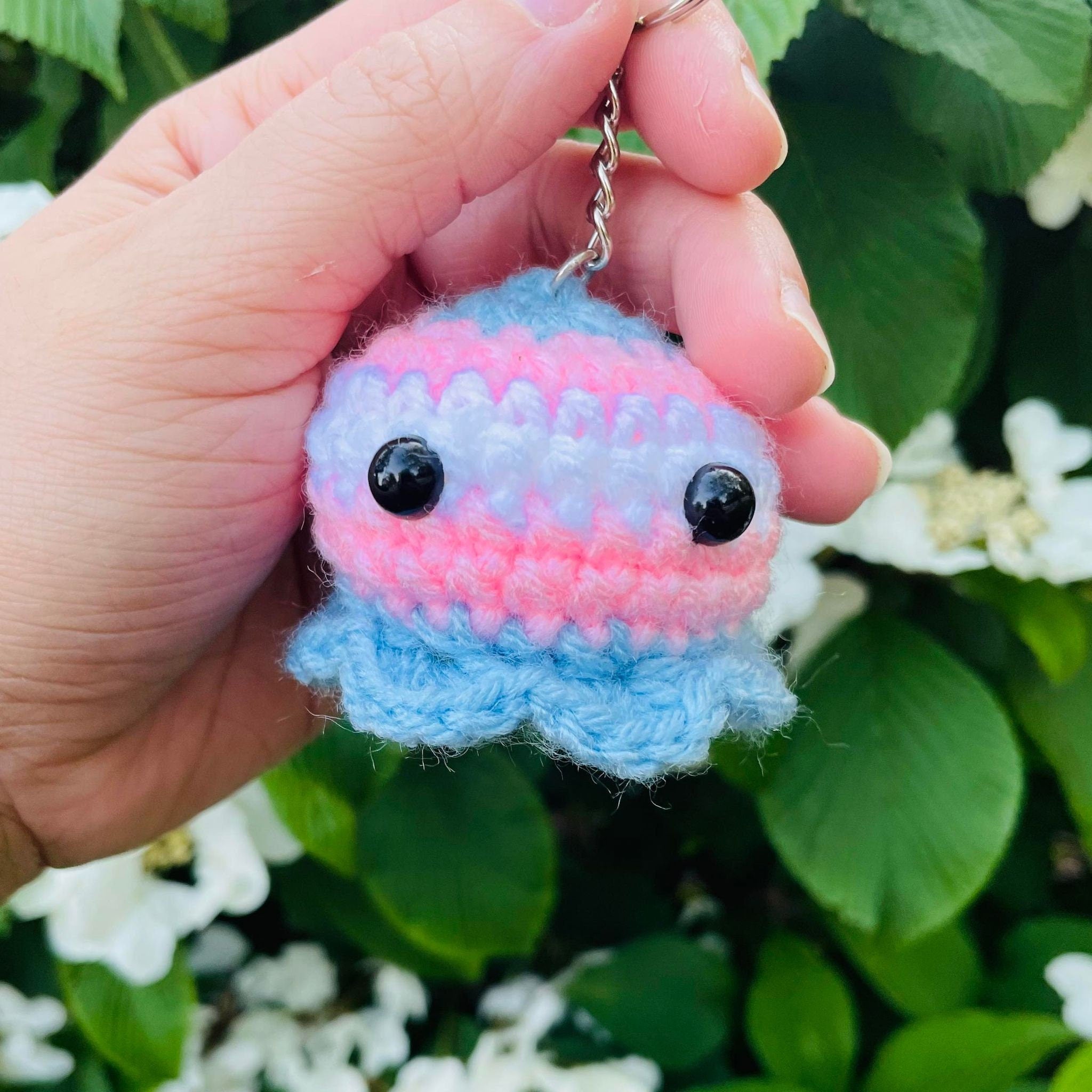 Crochet Pride Flag Octopus Keychain: LGBT Amigurumi