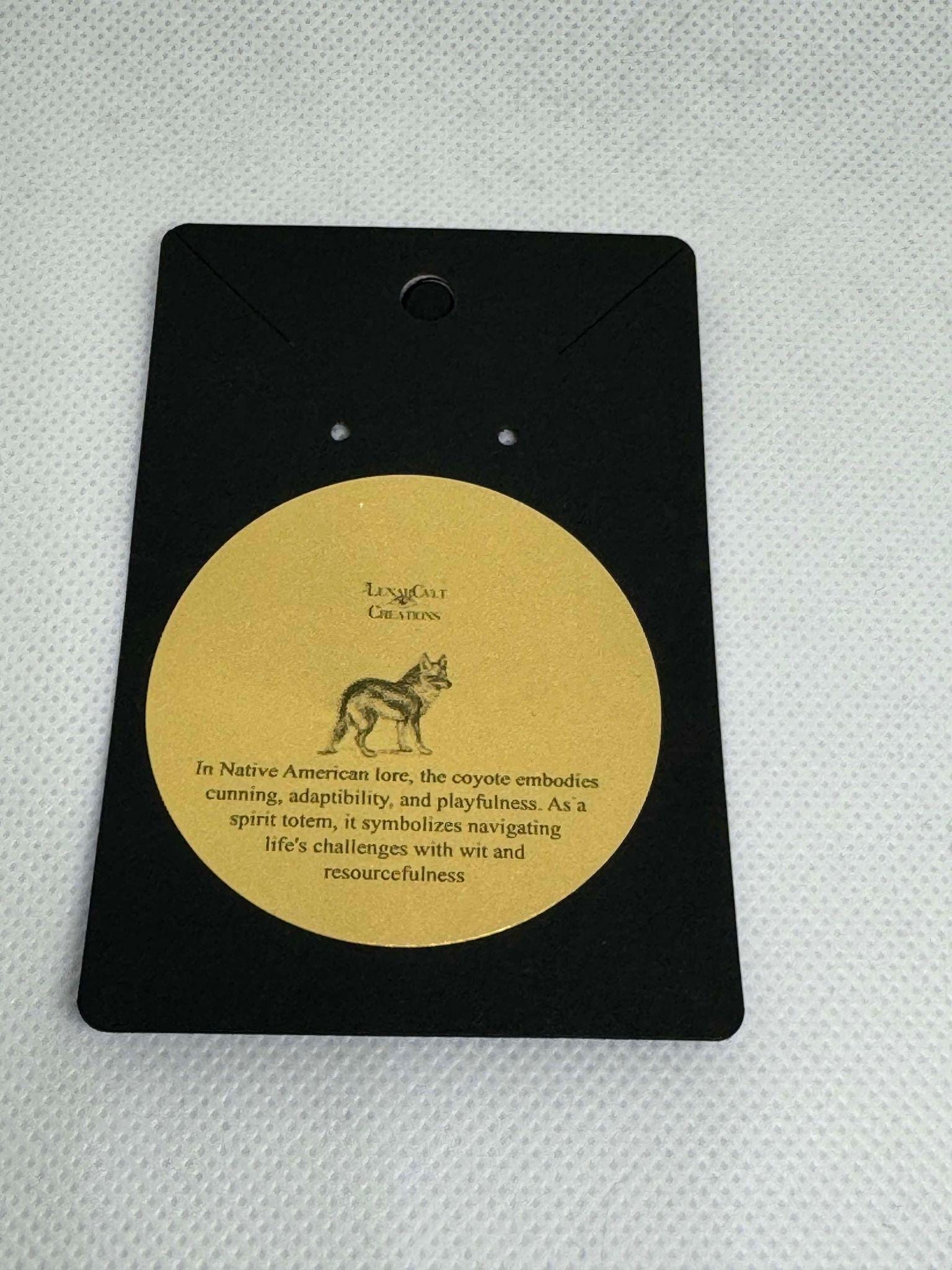 Genuine Coyote Fang Earring with Spotted Obsidian Detail- Ethically Sourced Taxidermy Jewelry