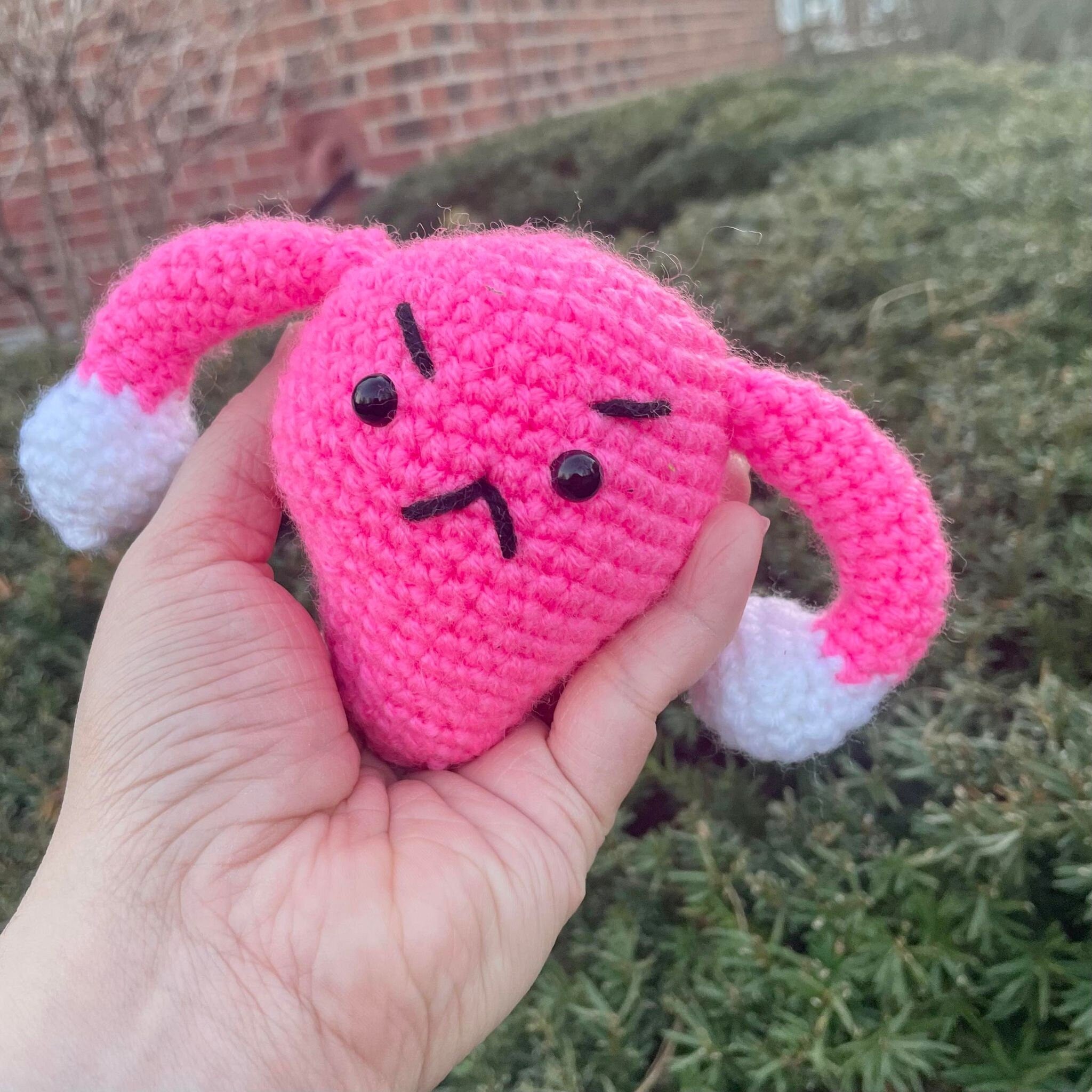 Angry Uterus Crochet Plushie- Adult Plush Toy- Amigurumi