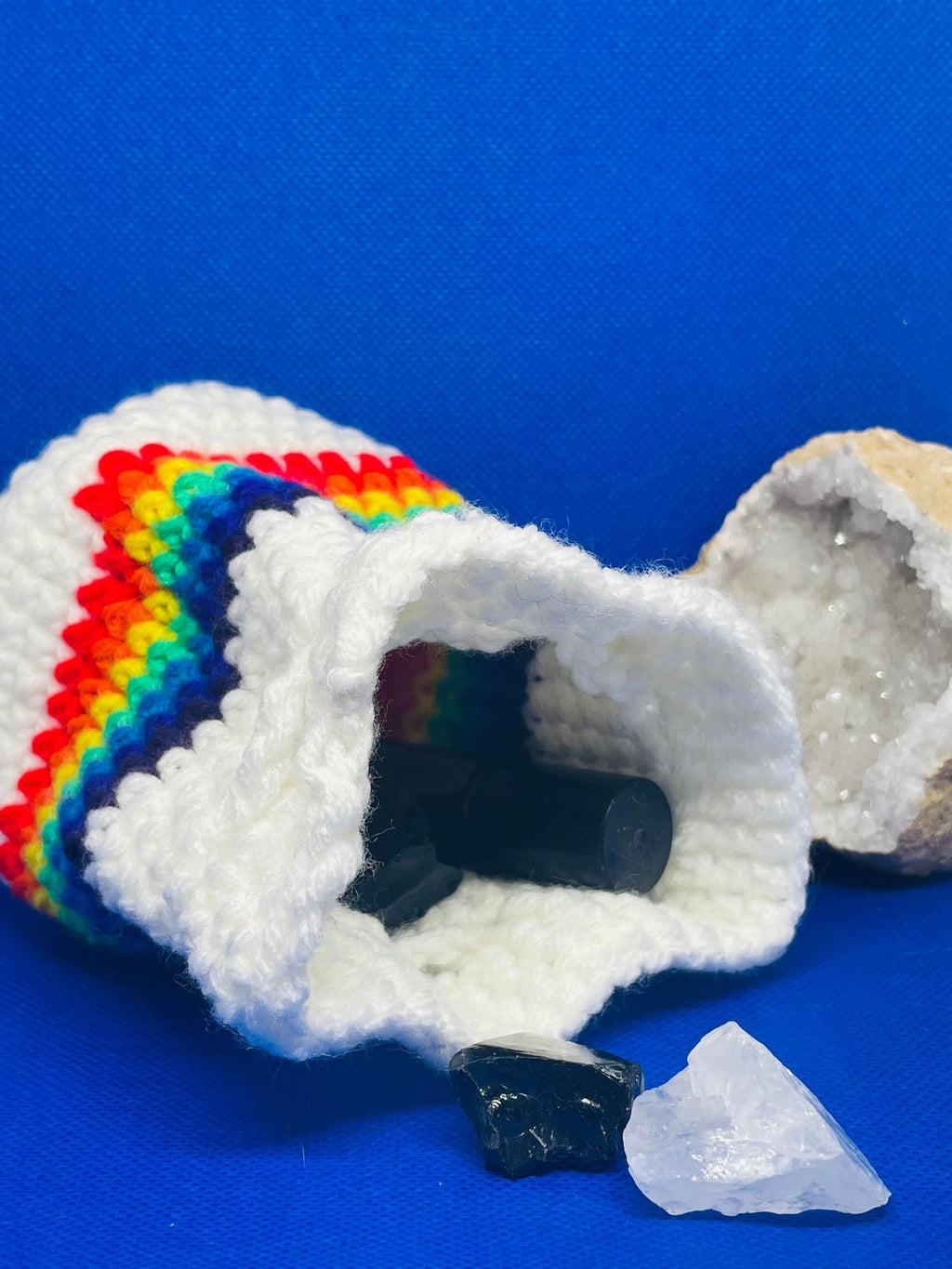Crochet Rainbow Keepsake Pouch- Crystal Pouch- Dice Bag- LGBTQ Pride