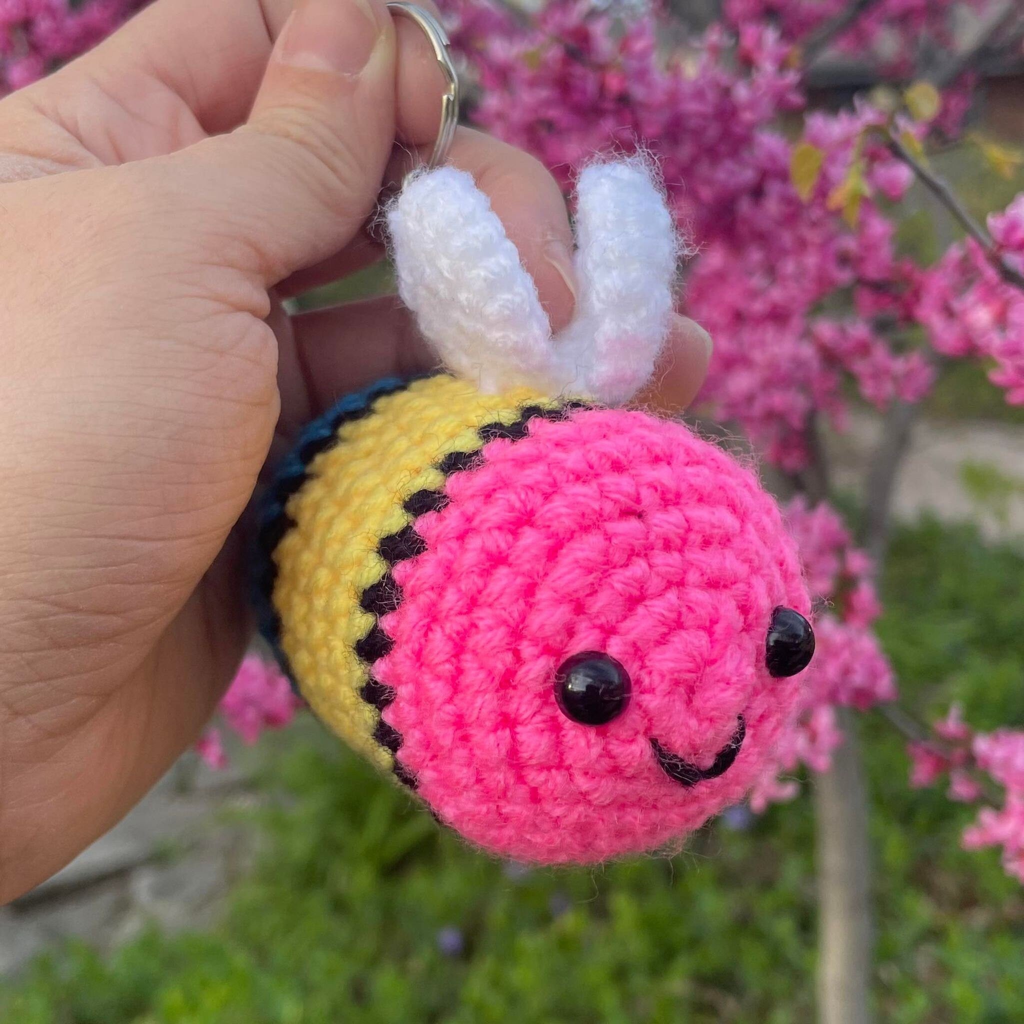 Crochet Pride Flag Bee Keychain: LGBT Amigurumi Bee