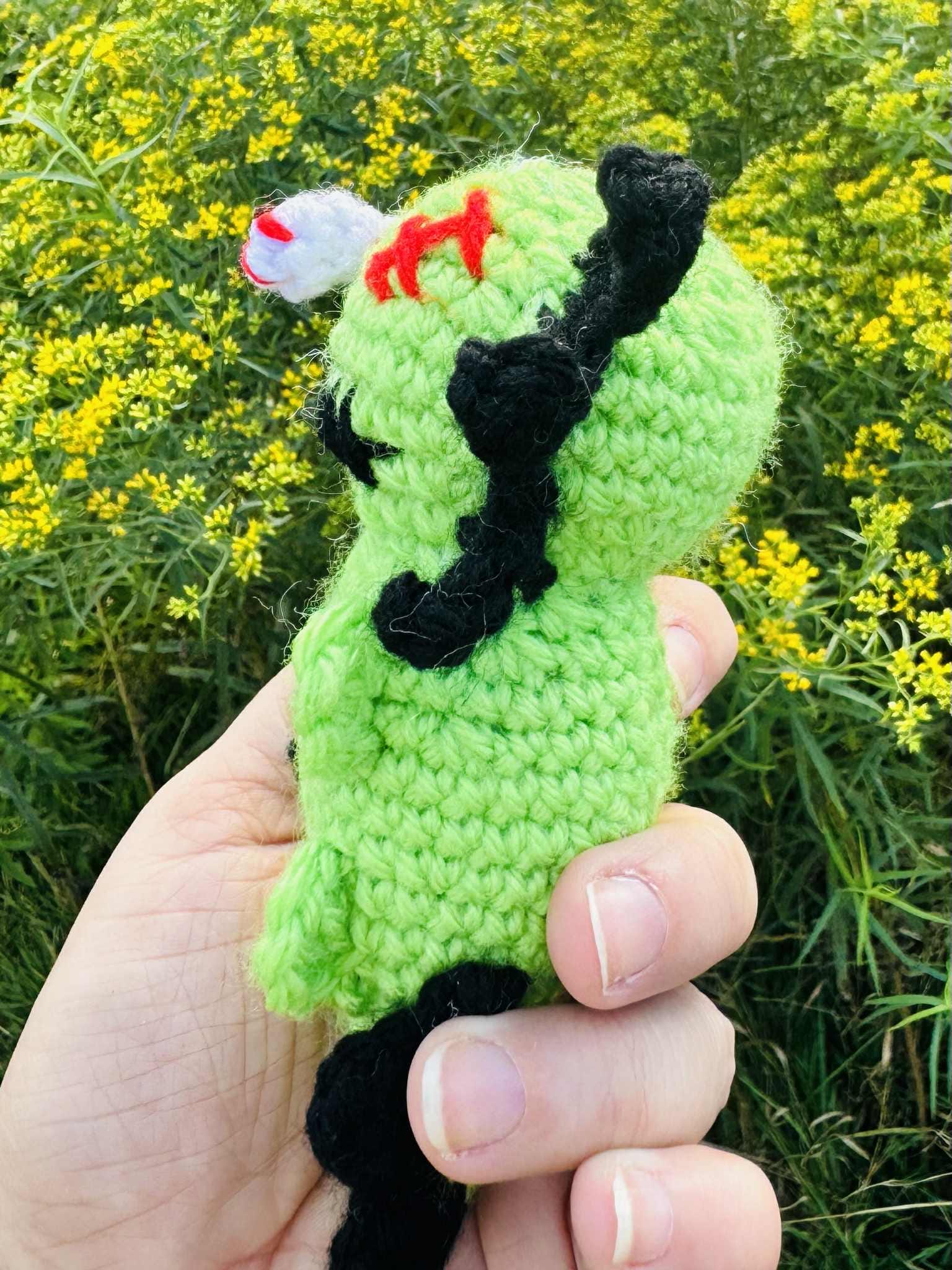 Cute Crochet Zombie Axlotl- Silly Amigurumi Axlotl- Halloween Plushie