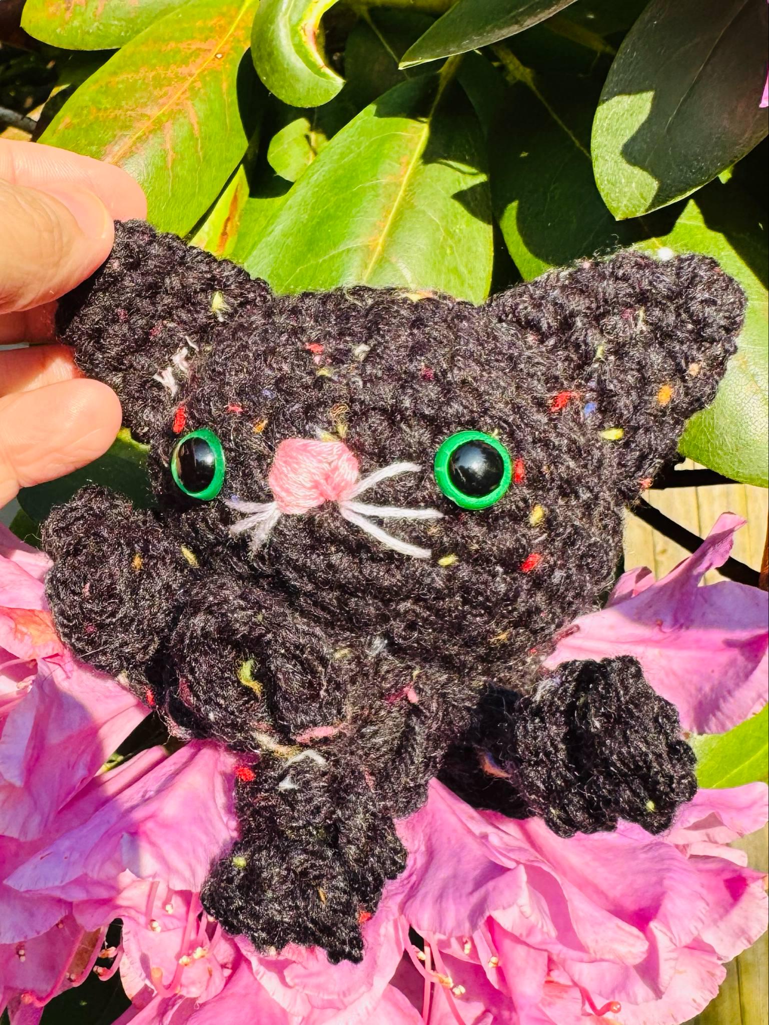 Crocheted Octacat Plushie: Black Cat Octopus Hybrid Toy