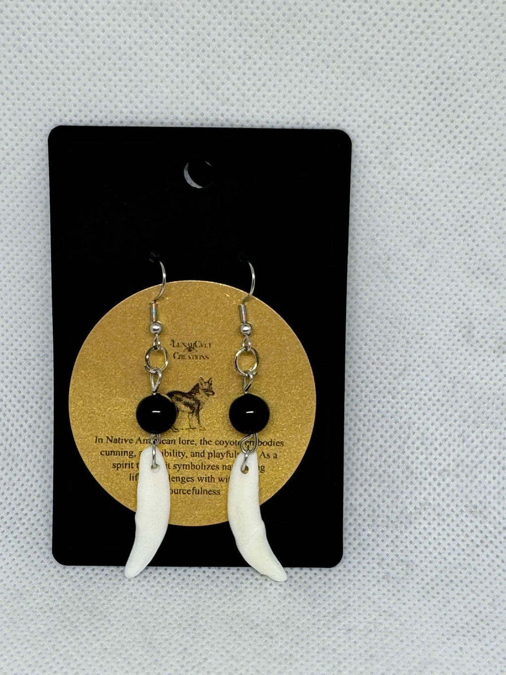 Genuine Coyote Fang Dangle Earrings- Ethically Sourced Taxidermy Jewelry