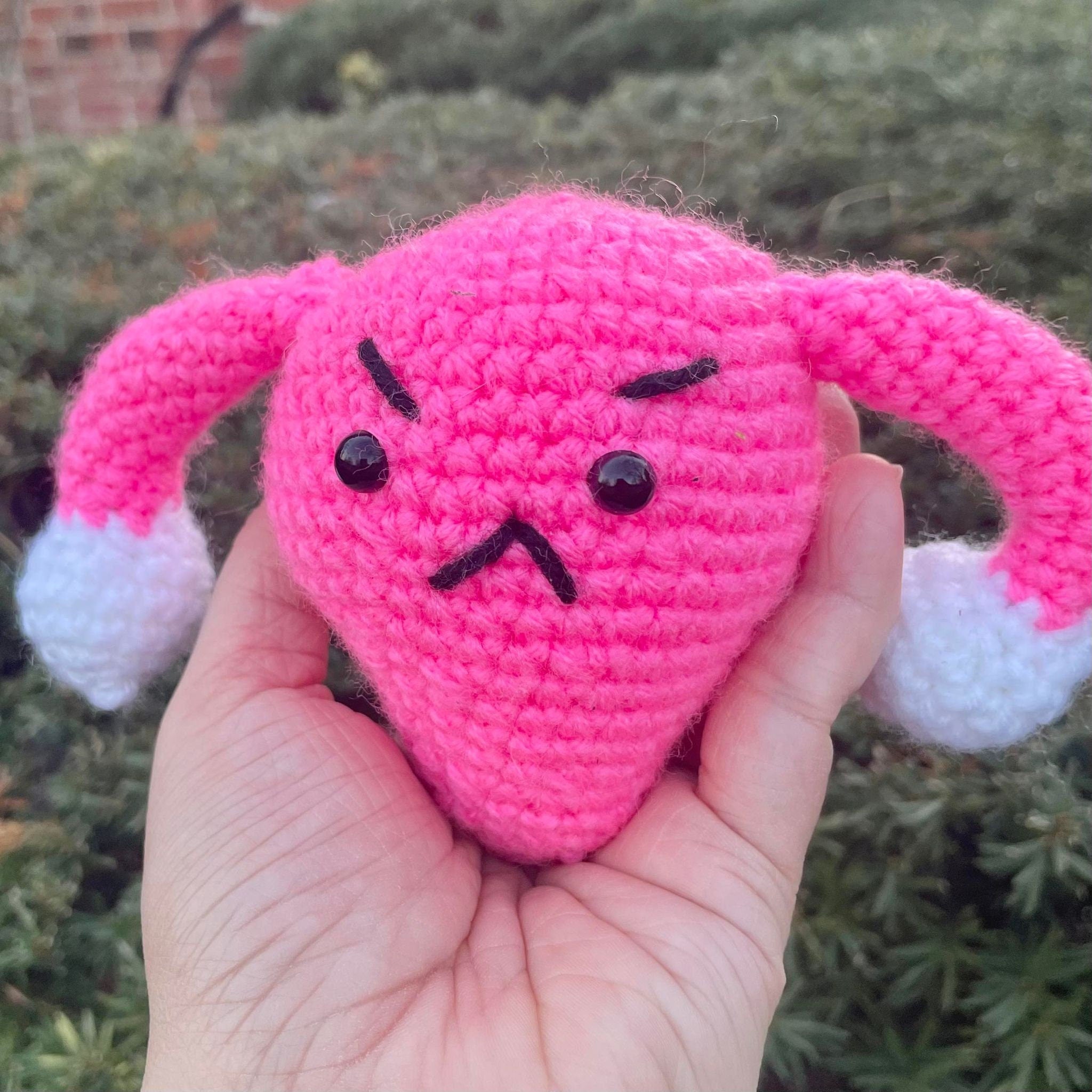 Angry Uterus Crochet Plushie- Adult Plush Toy- Amigurumi