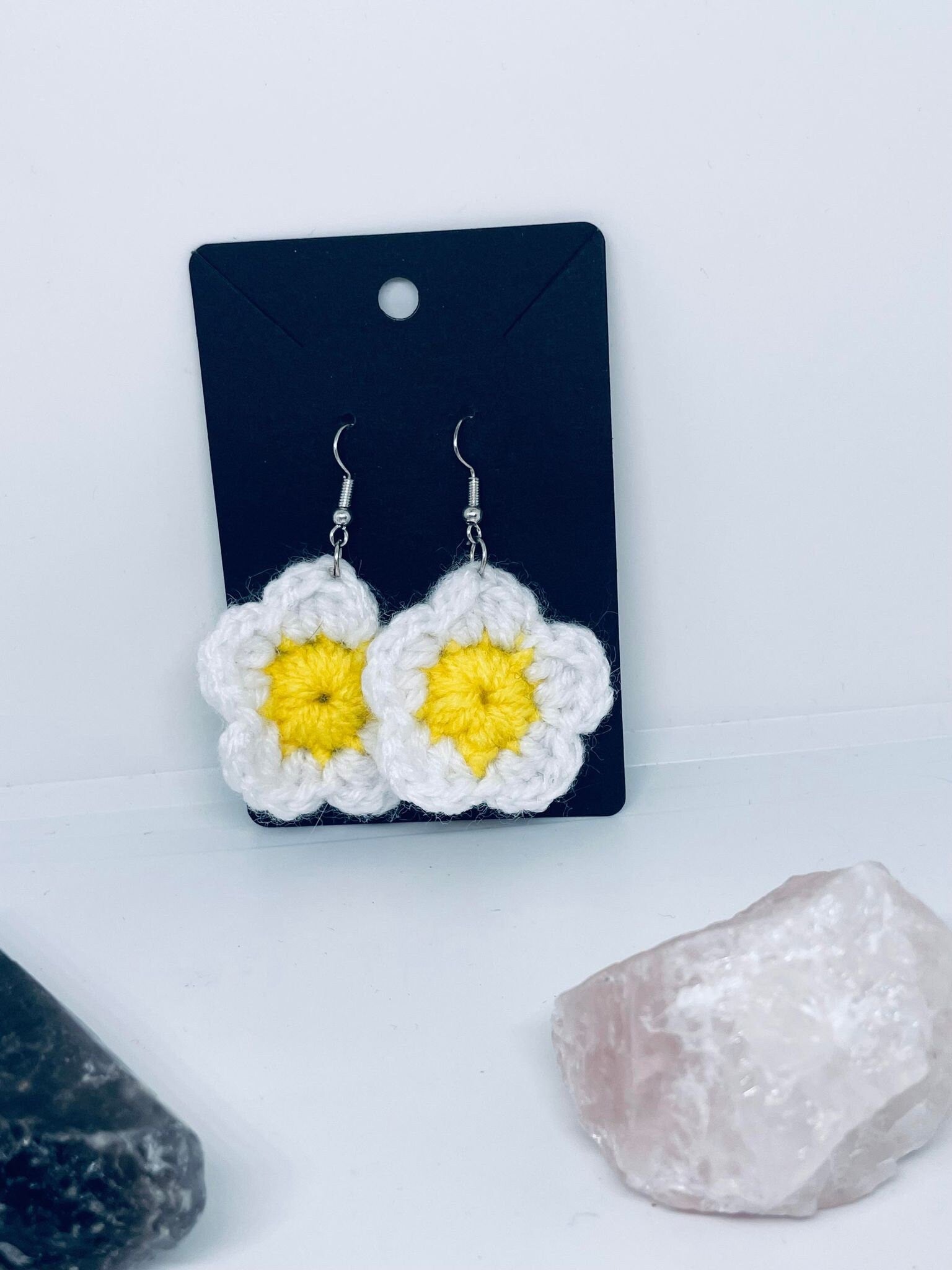 Crochet Flower Earrings: Cottagecore Cherry Blossom & Daisy