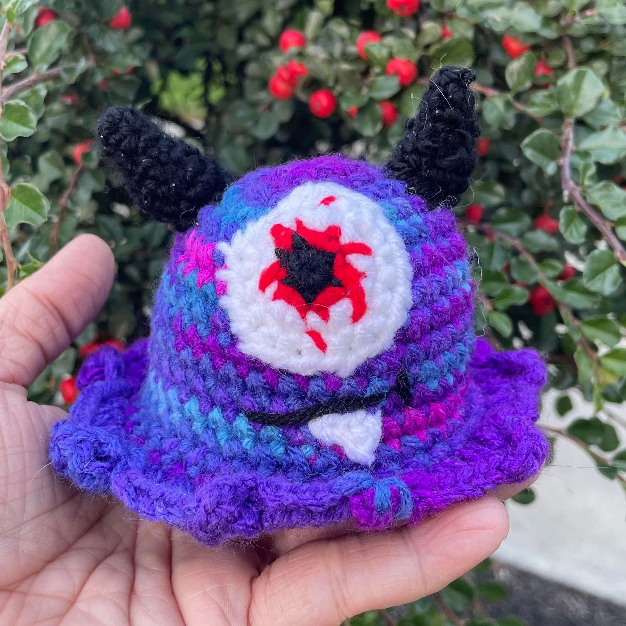 Crochet Cyclops Monster- Amigurumi One-Eyed Alien- Multicolor Alien Mini Plushie