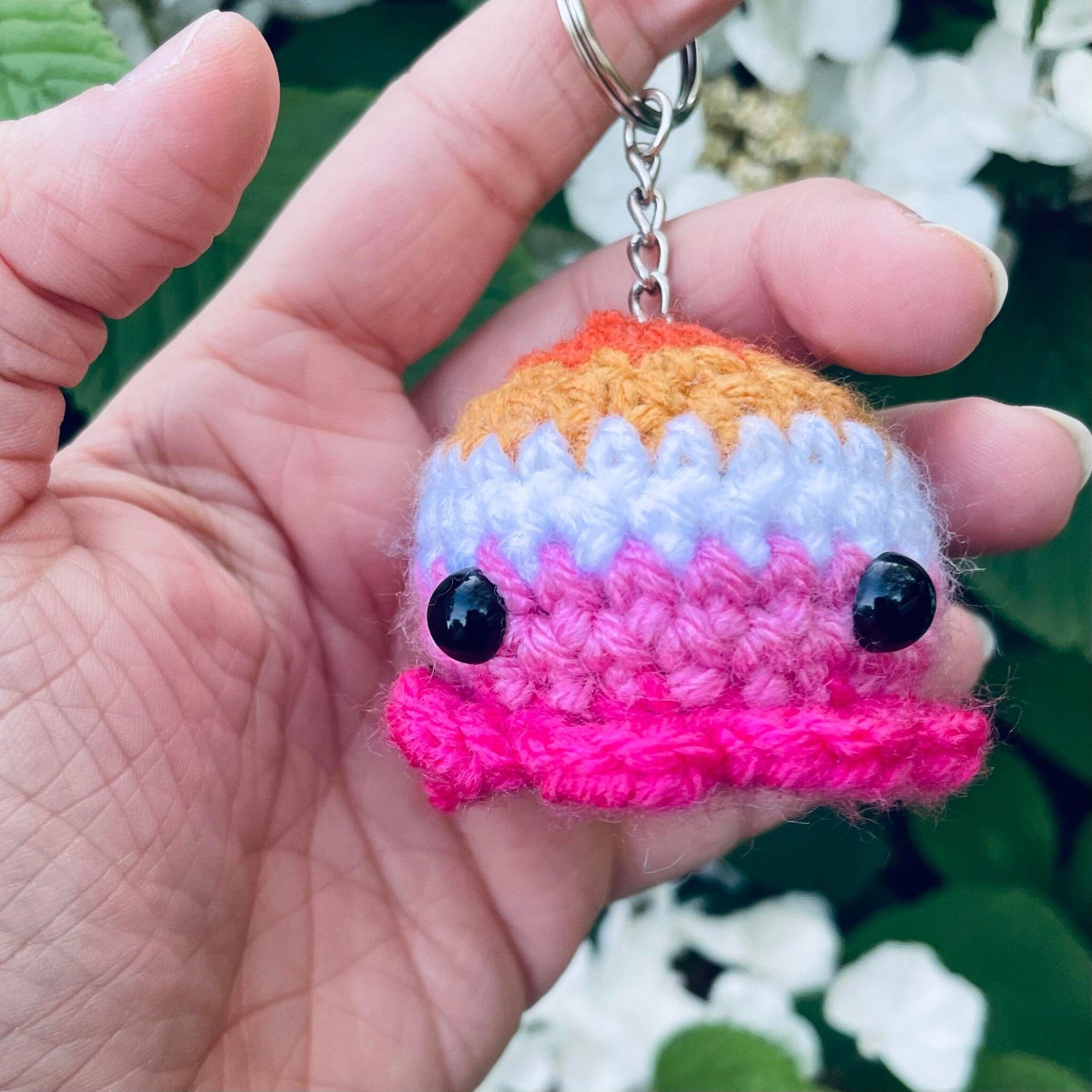 Crochet Pride Flag Octopus Keychain: LGBT Amigurumi