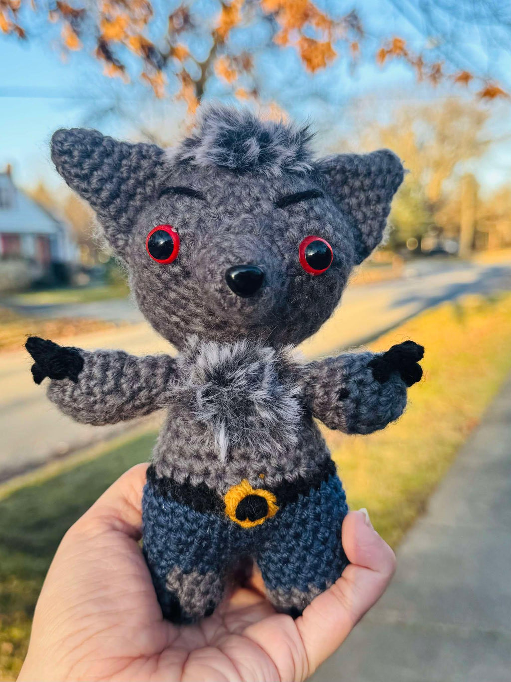 Handmade Amigurumi Werewolf Plushie- Crochet Wolf Man