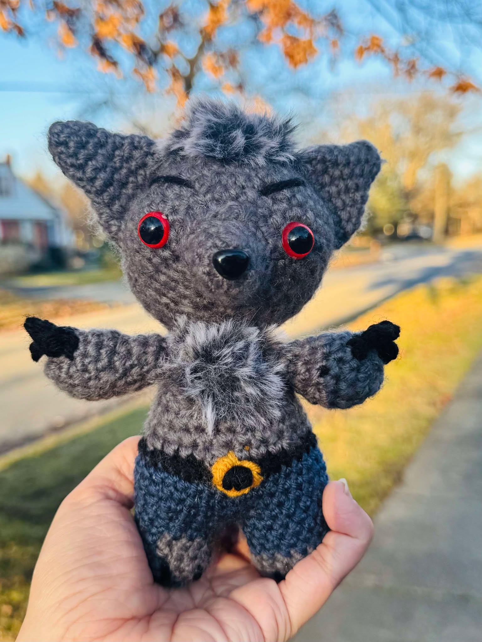 Handmade Amigurumi Werewolf Plushie- Crochet Wolf Man