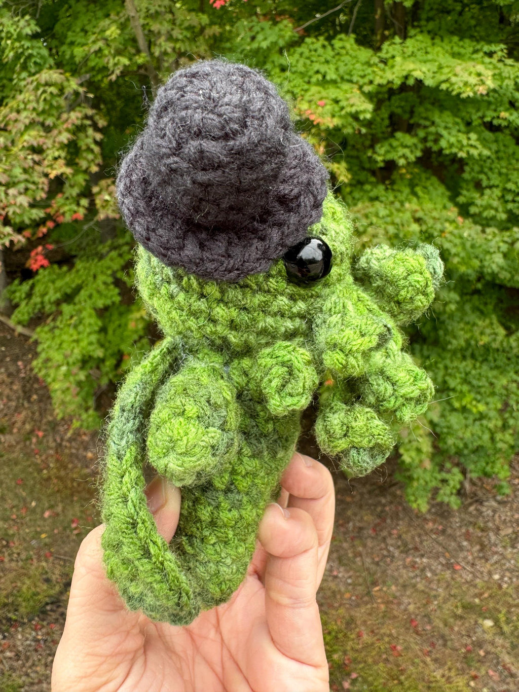 Crochet Cthulu with Top Hat Plushie- Handmade Lovecraftian Monster Plush Toy