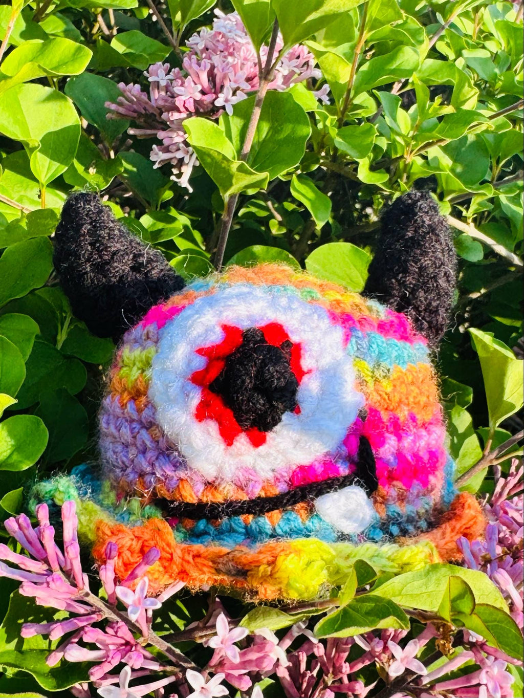 Crochet Cyclops Monster- Amigurumi One-Eyed Alien- Multicolor Alien Mini Plushie
