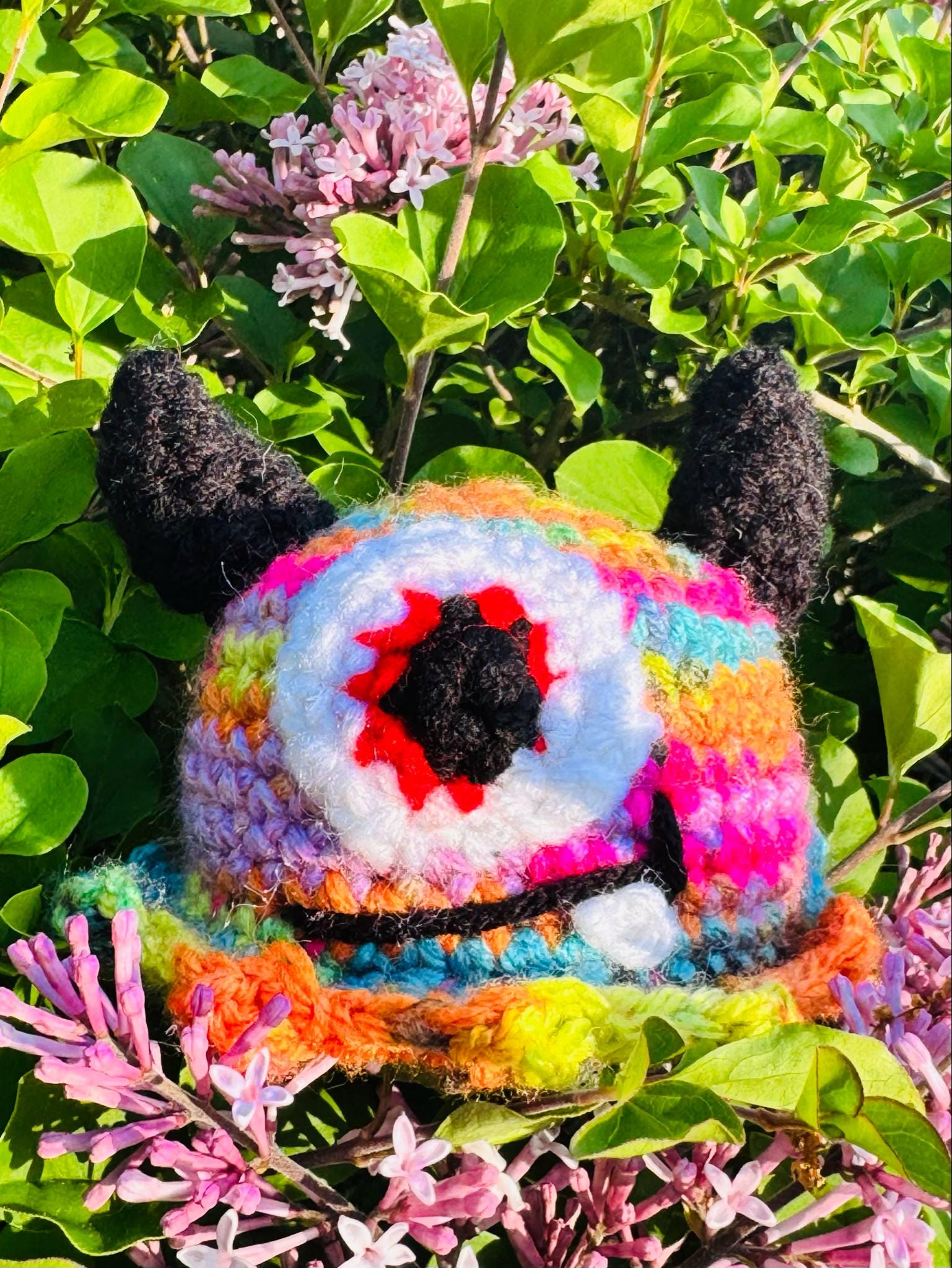 Crochet Cyclops Monster- Amigurumi One-Eyed Alien- Multicolor Alien Mini Plushie
