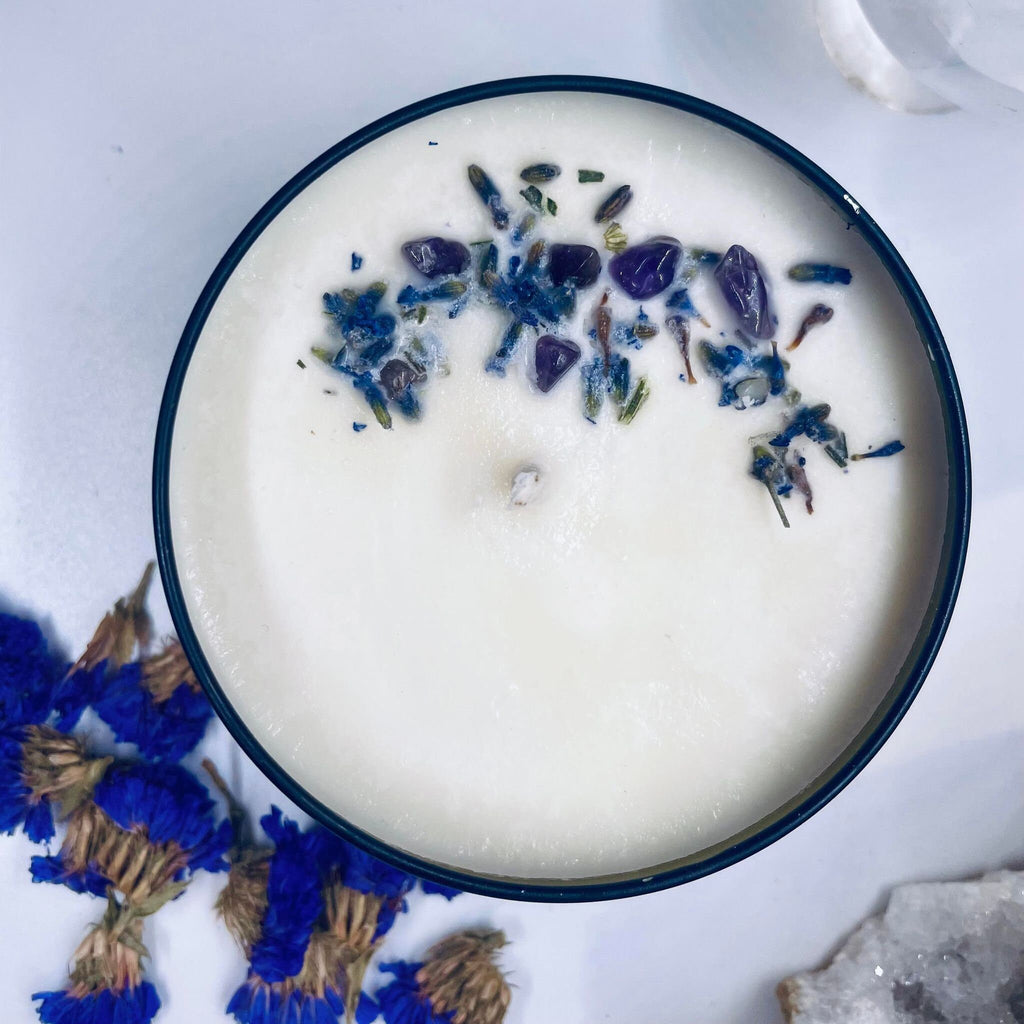 Sophia Goddess Candle: Lavender Sage Scented Soy Candle with Amethyst