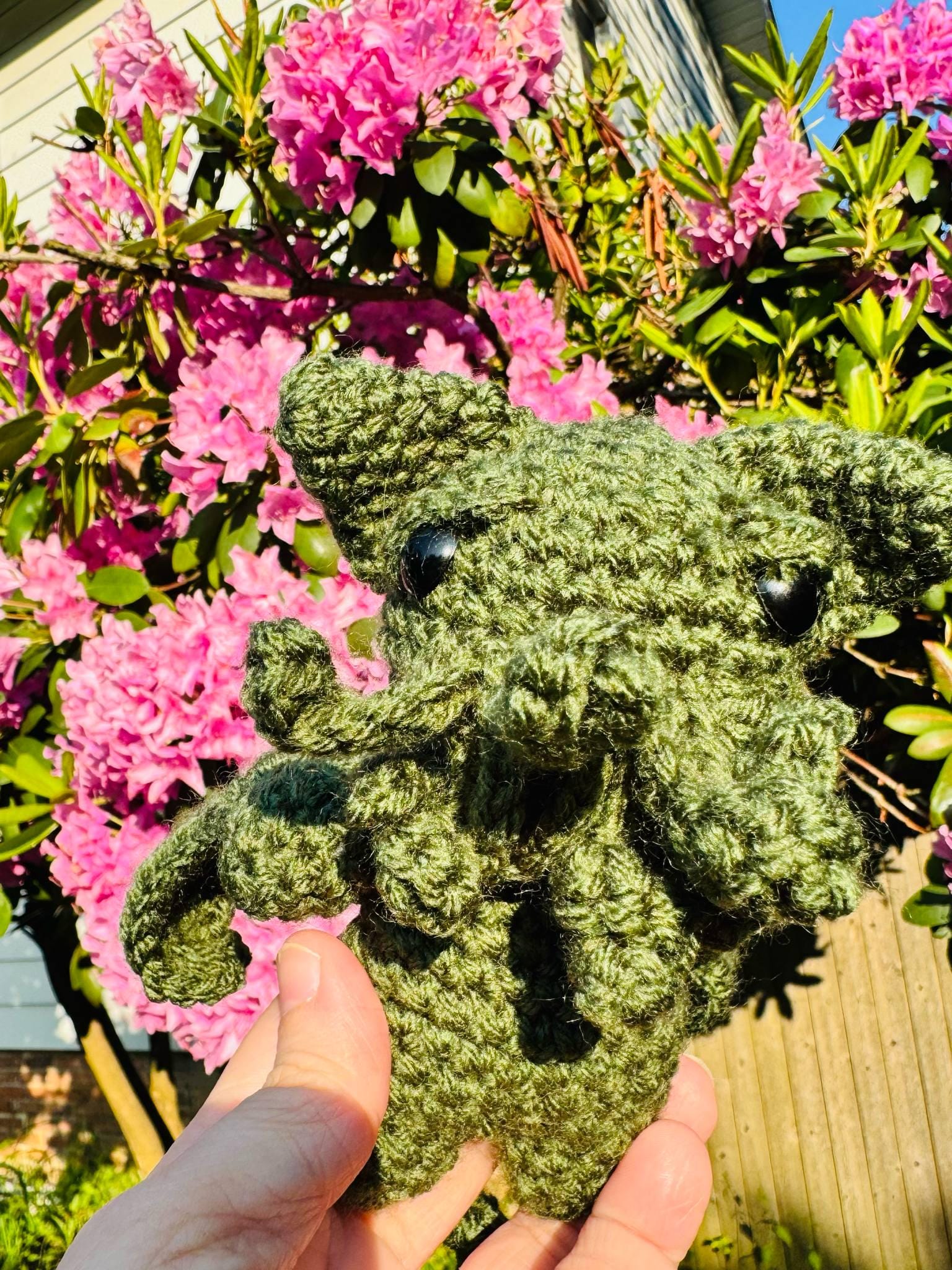 Crochet Meowthulu Plushie- Lovecraftian Fan Art- Amigurumi Cthulu Cat Plush Toy
