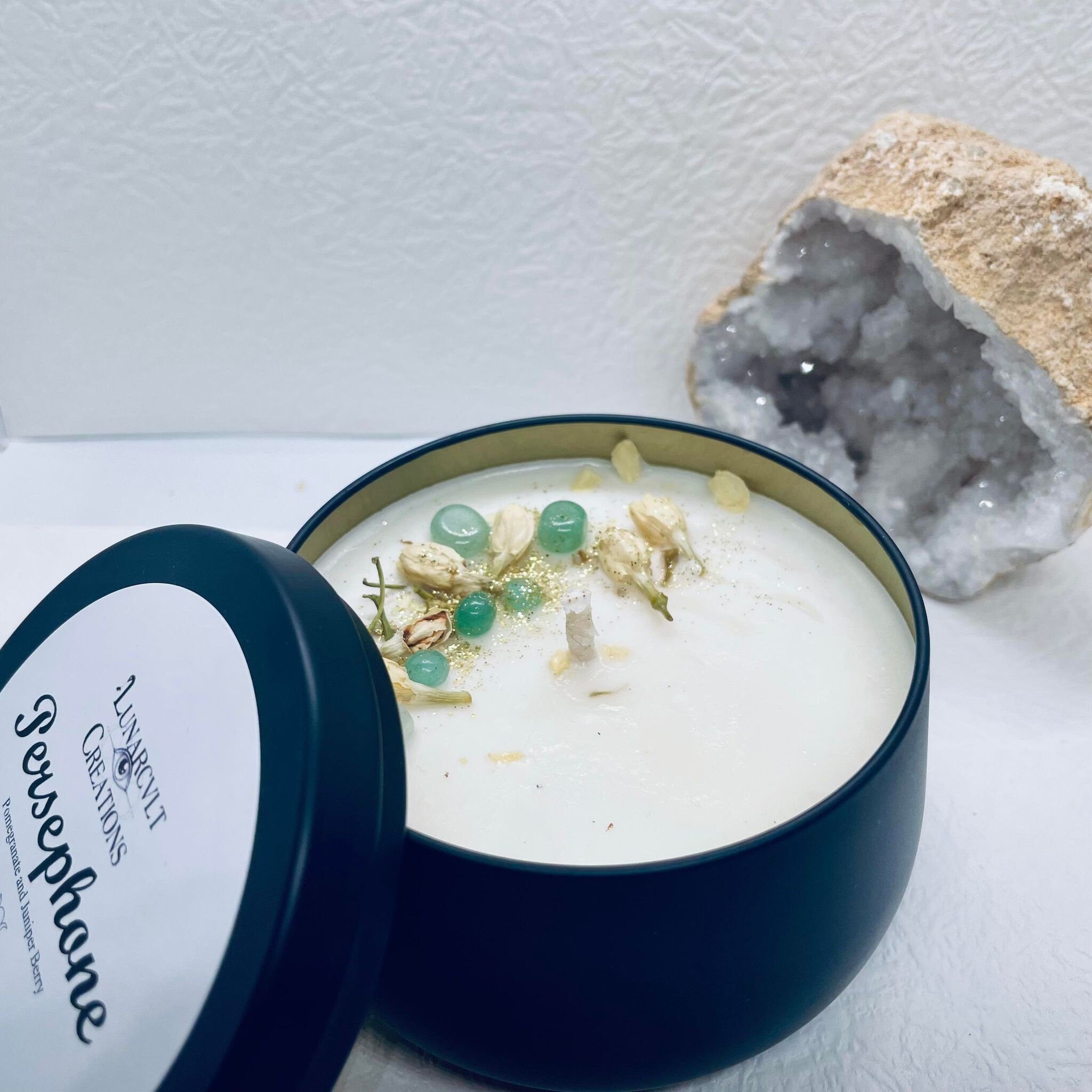 Persephone Goddess Candle: Pomegranate Juniper Scented Soy Candle