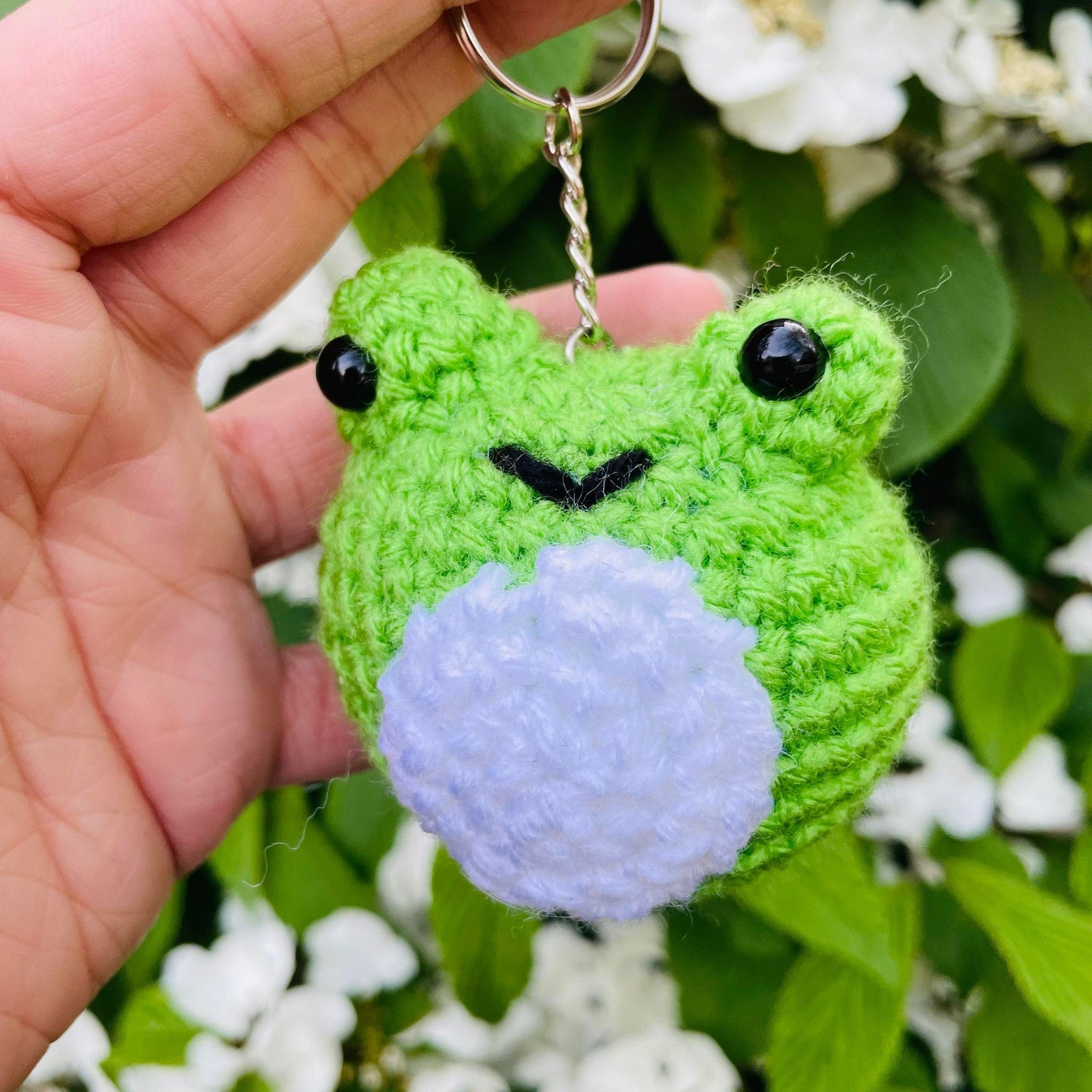 Crochet Frog Keychain: Cottagecore Amigurumi Kawaii
