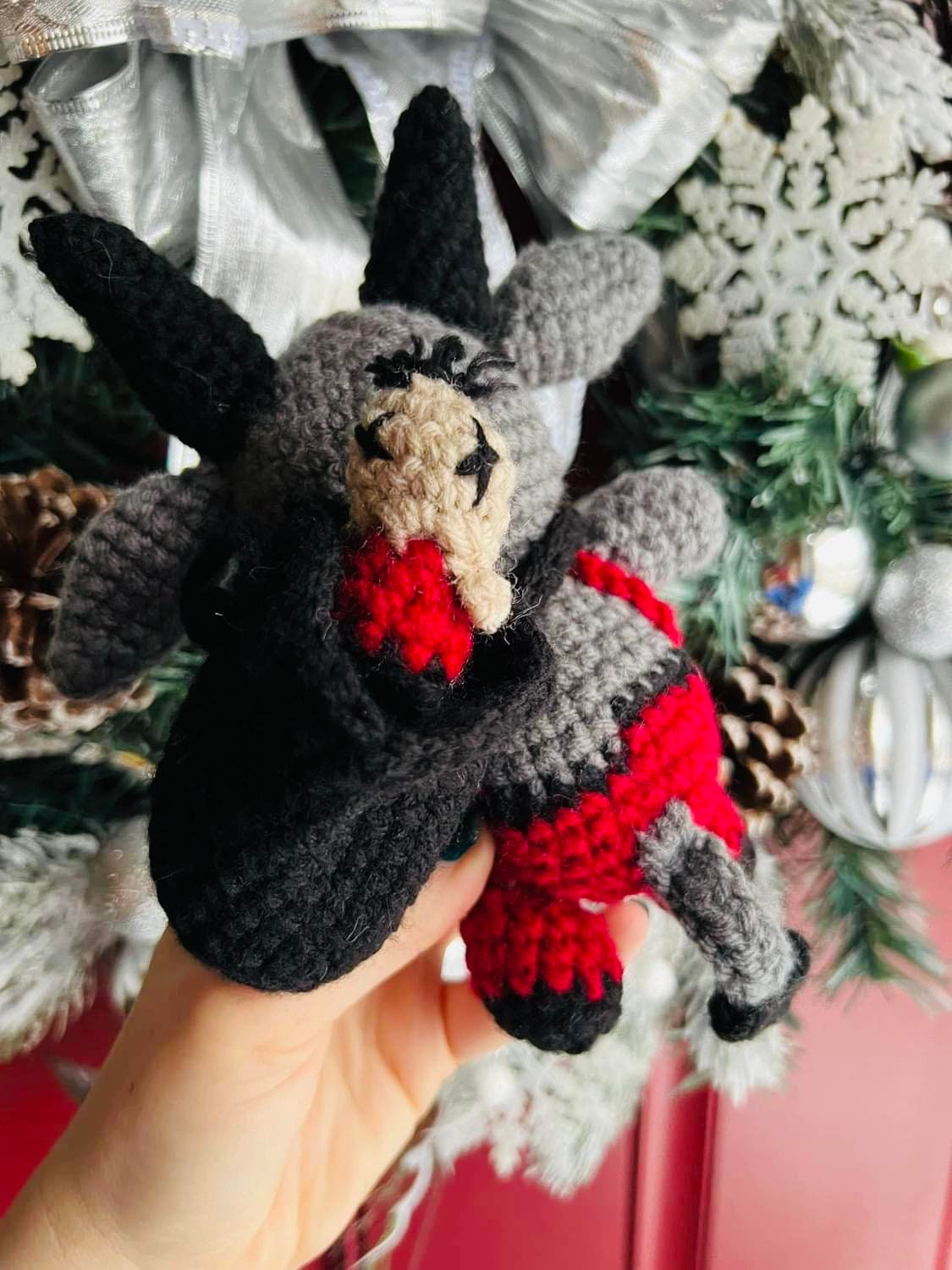 Krampus Plushie- Crochet Krampus with Backpack- Handmade Doll