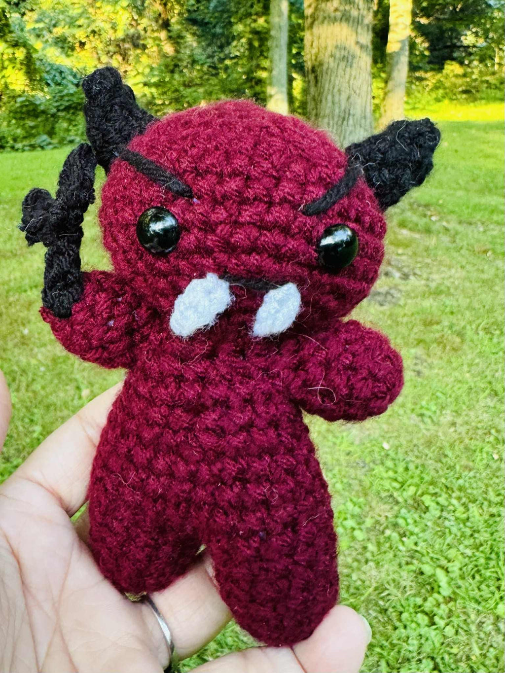 Crochet Hellfire Baby Devil Plushie: Amigurumi Halloween Imp
