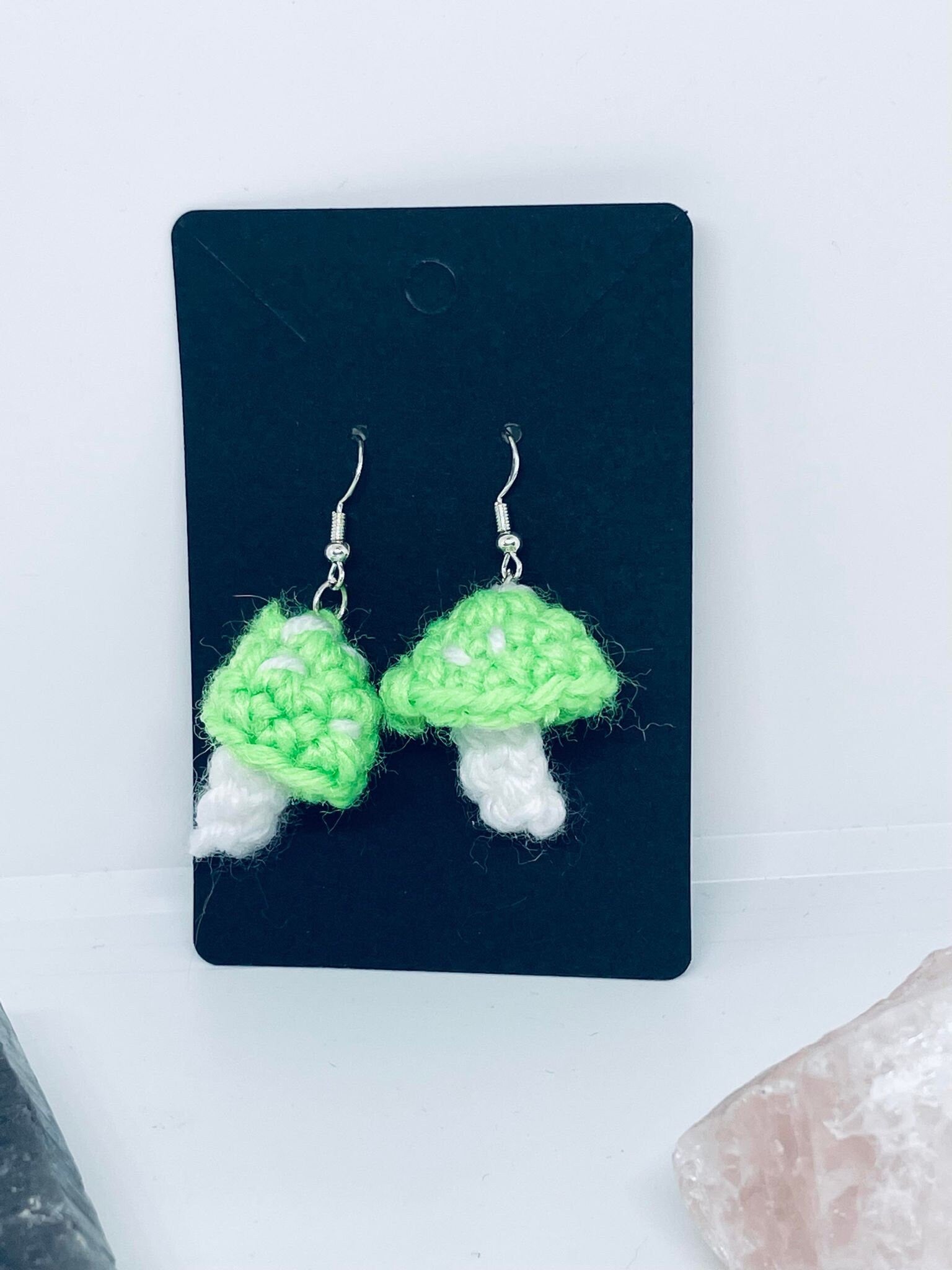 Handmade Crochet Mushroom Dangle Earring- Red Mushroom Earrings- Cottagecore