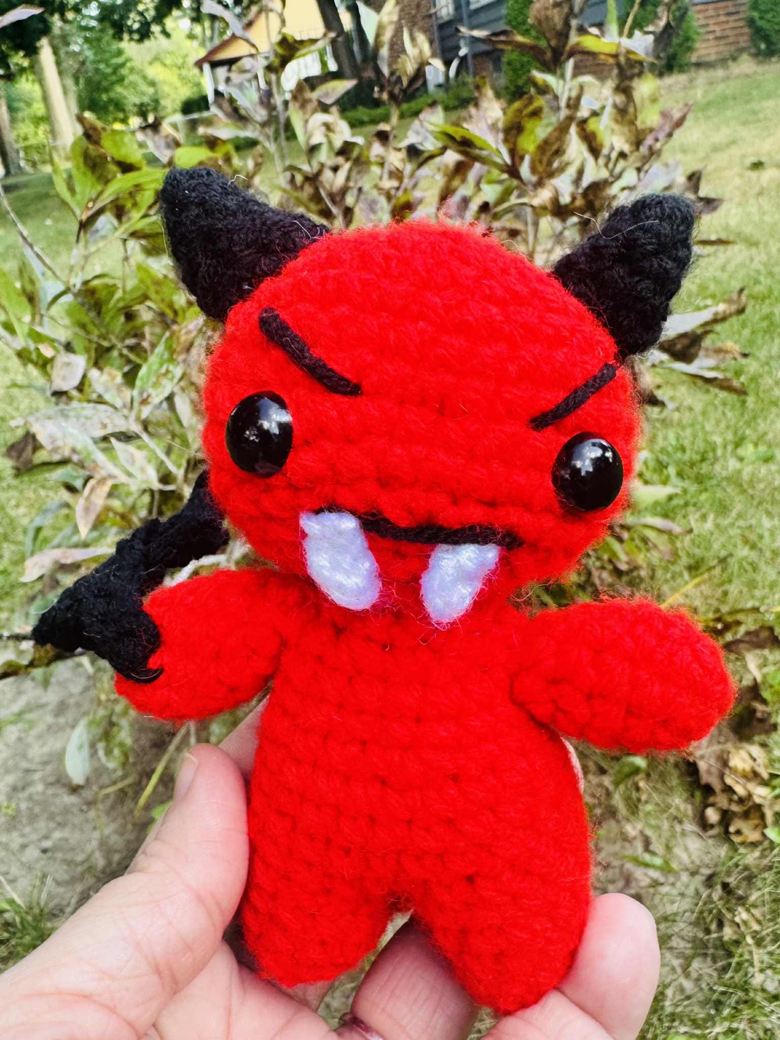Crochet Hellfire Baby Devil Plushie: Amigurumi Halloween Imp